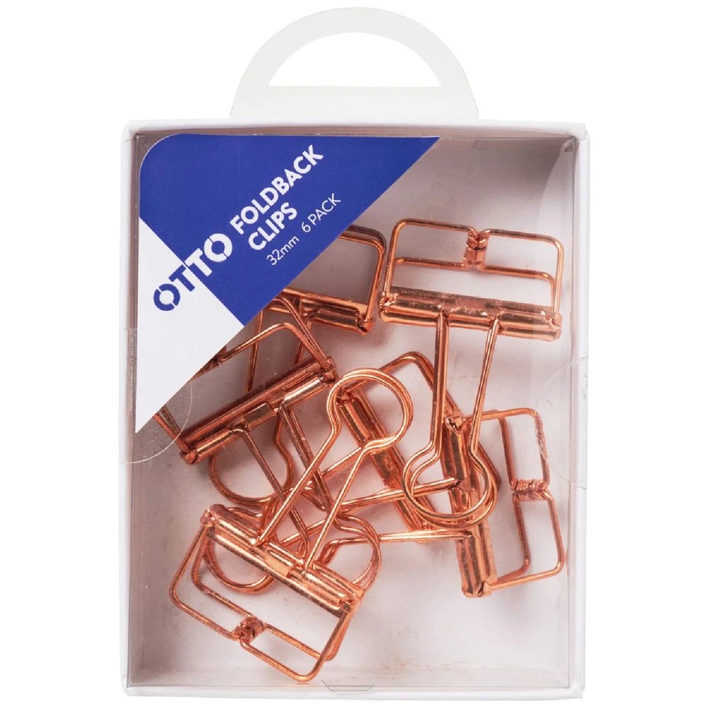 1 Otto Foldback Clips Rose Gold Night 6 Pack, 1 of 2
