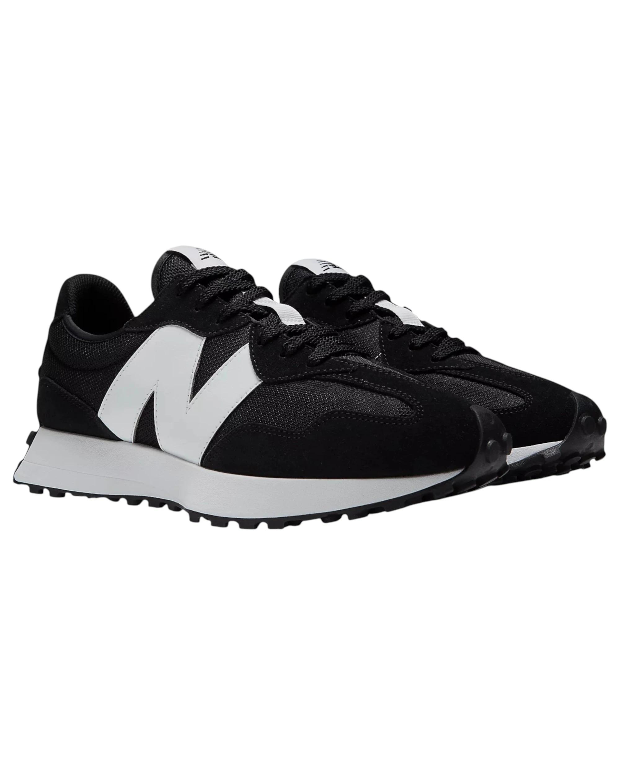 6 New Balance Mens 327 Athletic Shoes BLACK/WHITE, 6 of 6