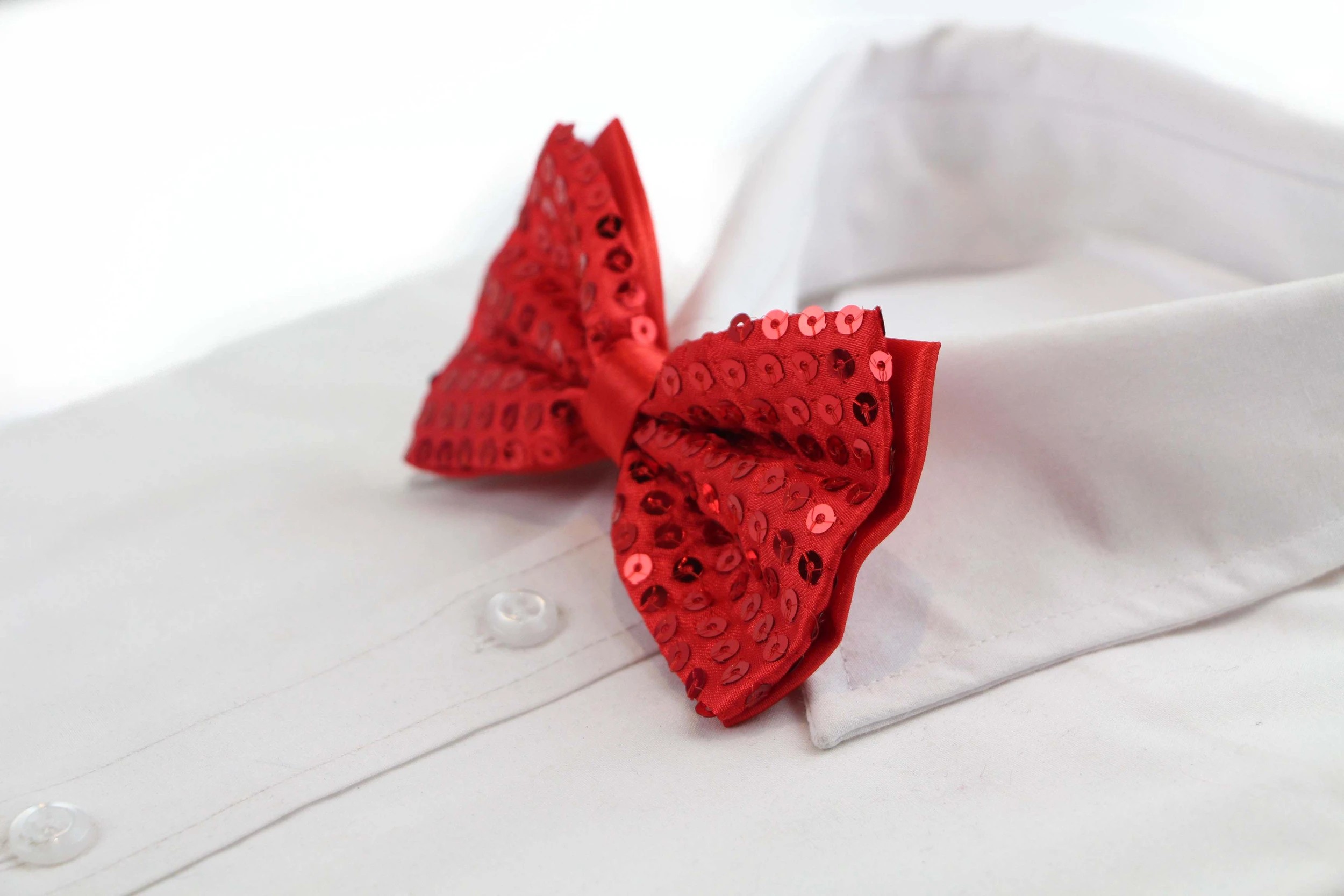 1 Zasel Mens Red Sequin Patterned Bow Tie - Red, 1 of 4
