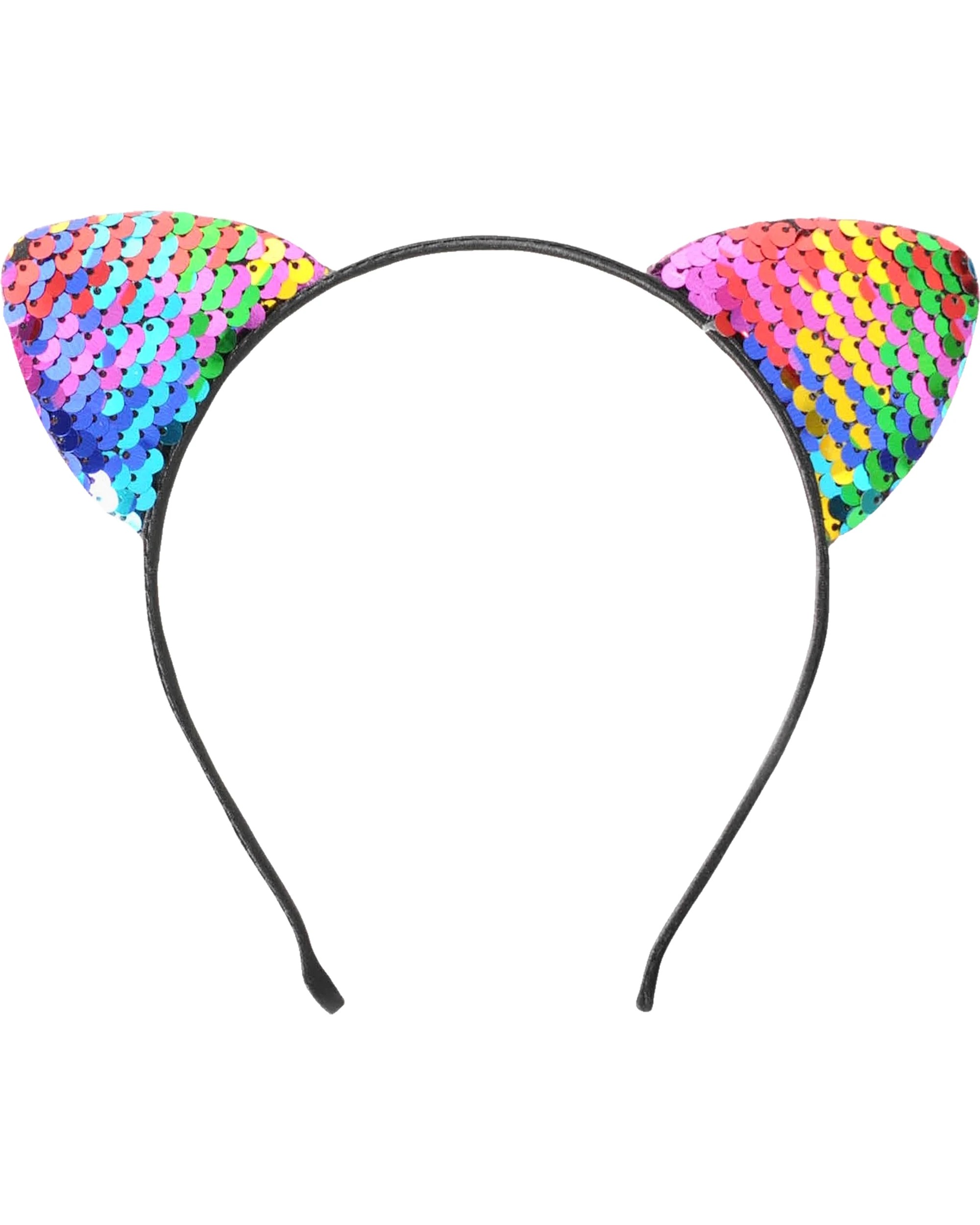 1 JD Party Rainbow Sequin Cat Ears Headband - One Size - Metallic, 1 of 3