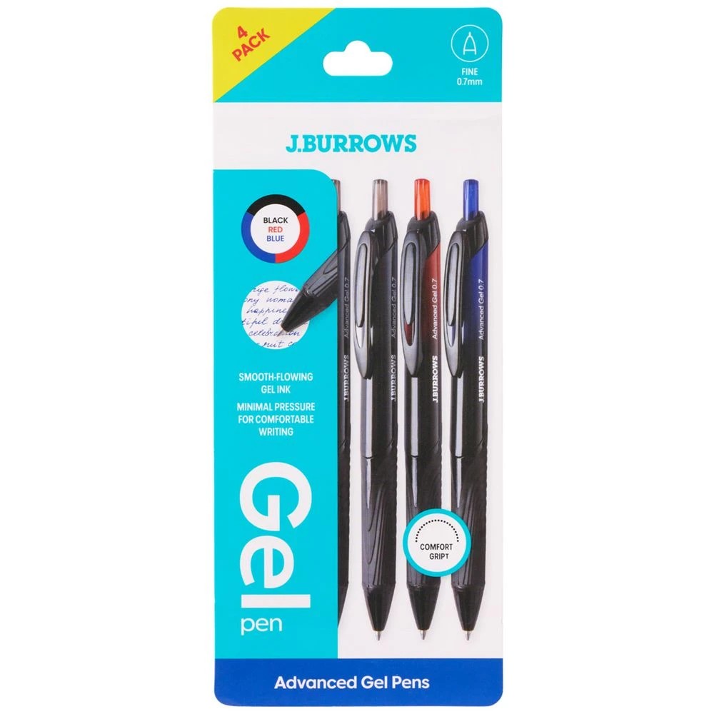 1 J.Burrows Retractable Advanced Gel Pen Assorted 4 Pack, 1 of 7