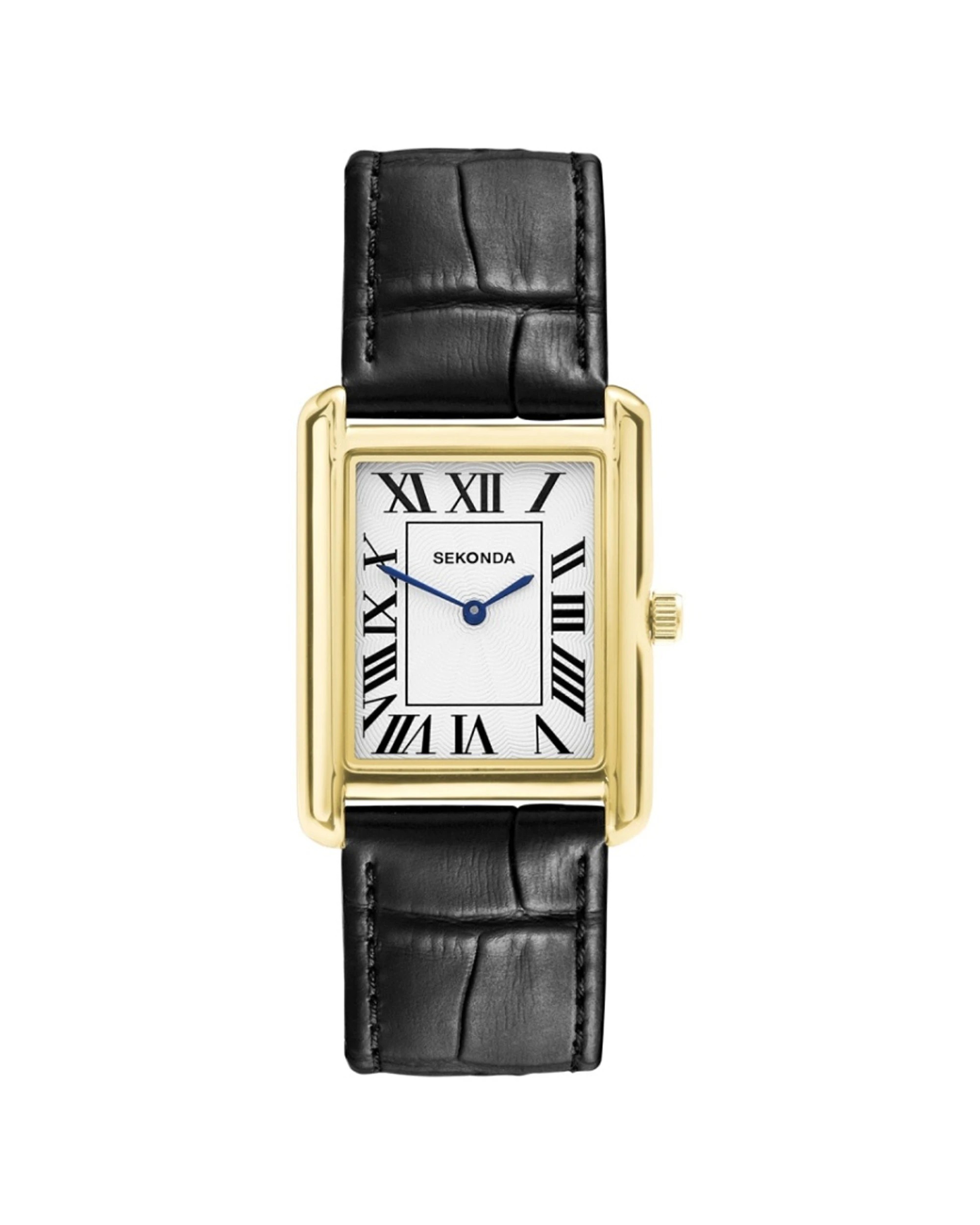 1 Sekonda Men's Clement Watch Guilloche Dial Black Leather Strap 28x37mm, 1 of 6