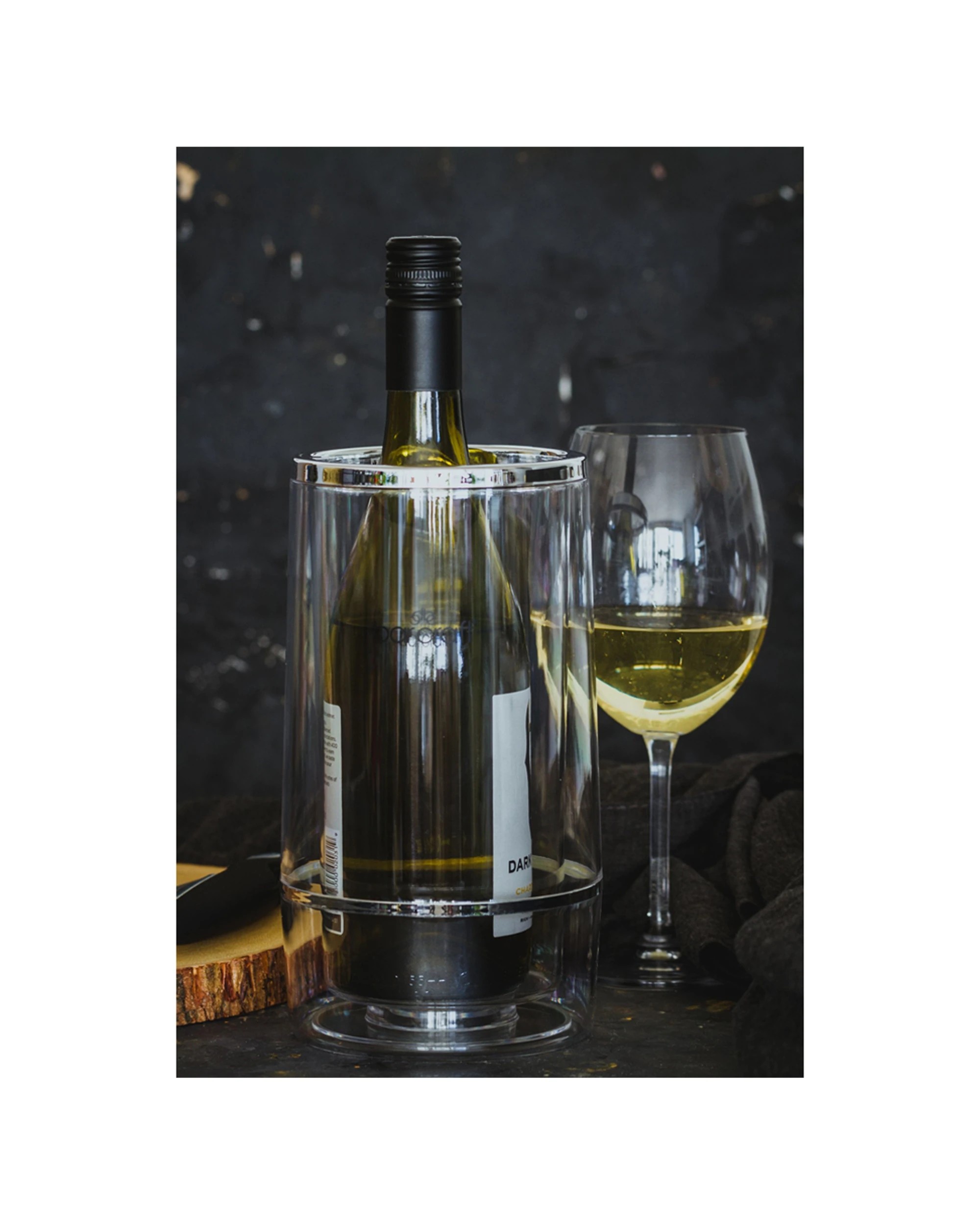 2 BarCraft Double Wall Acrylic Wine Bottle Cooler Chiller Durable Design - Clear, 2 of 3