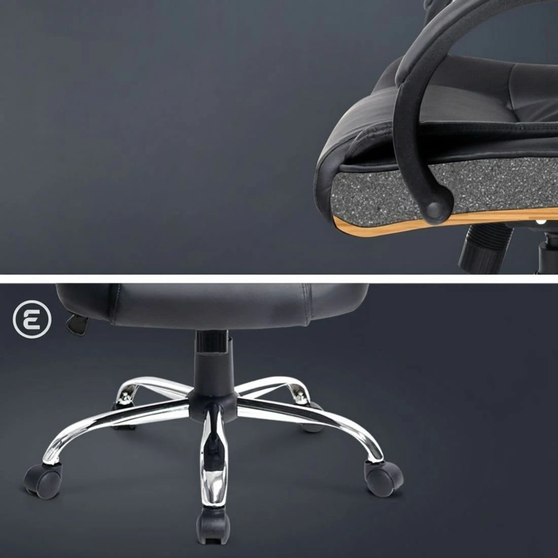 7 Artiss Executive Office Chair Leather Tilt - Black, 7 of 10