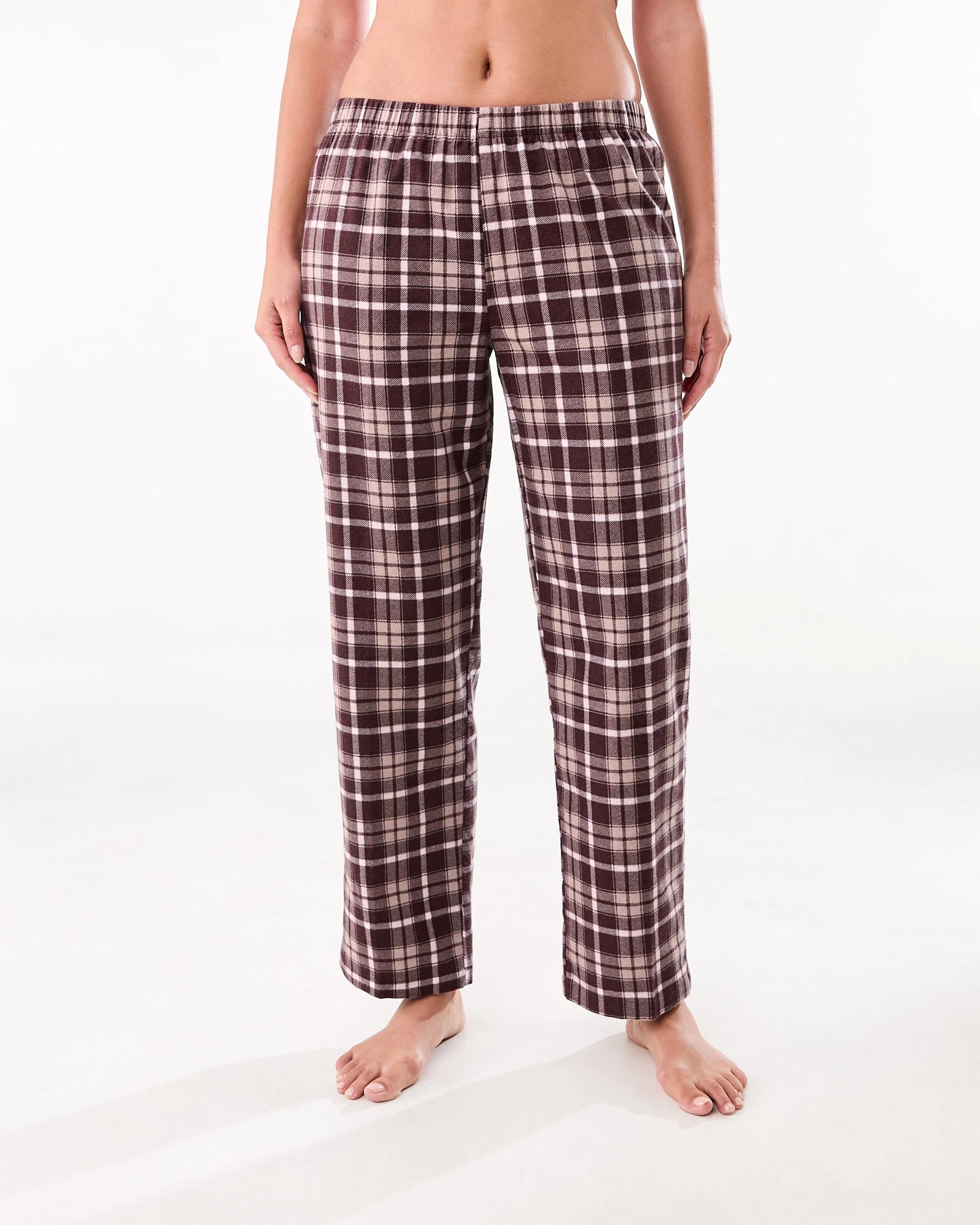 1 Cotton Printed Flannel Pants Pk Bwn Chk, 1 of 4
