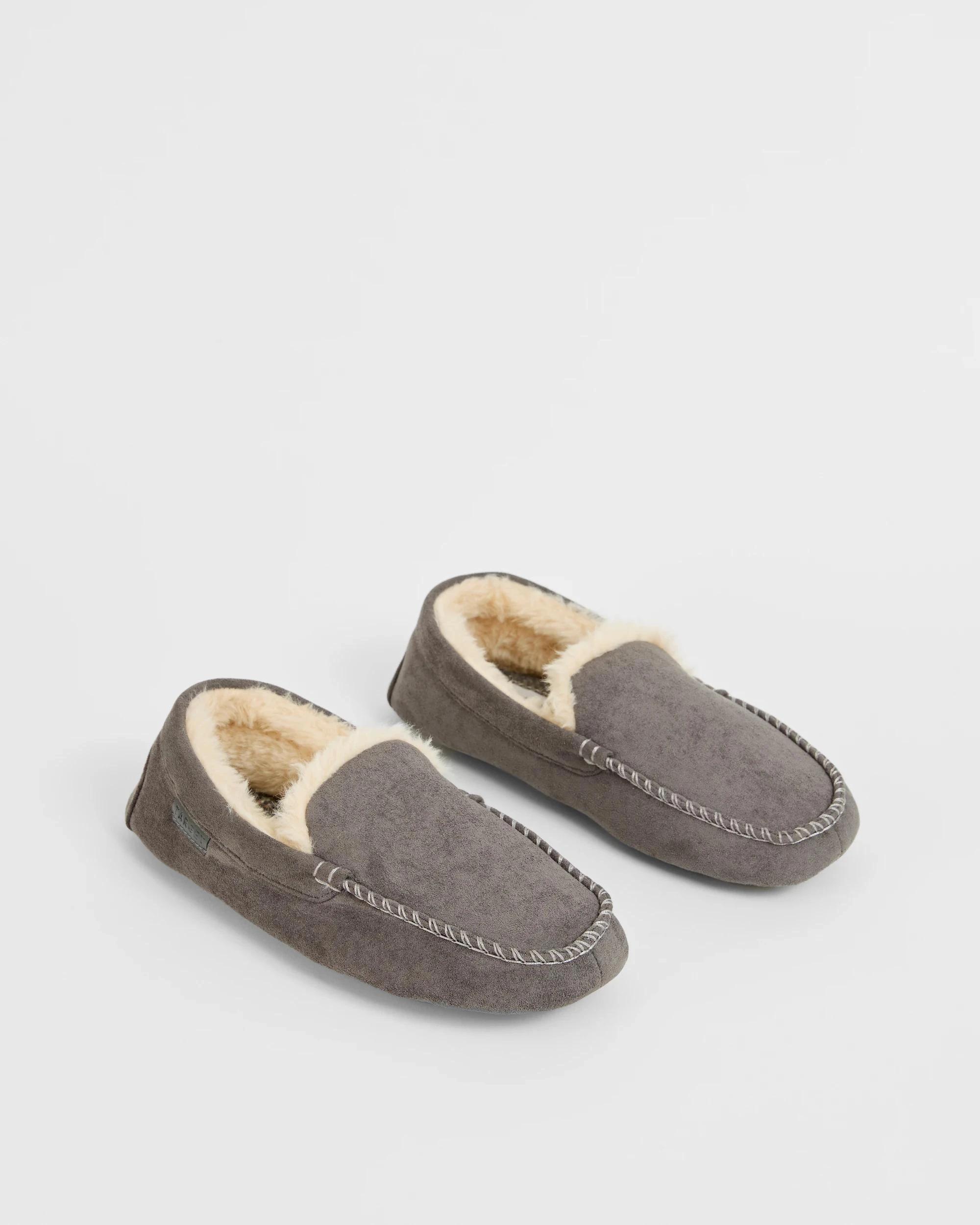 3 Target Mens Moccasin Slippers CHARCOAL, 3 of 3