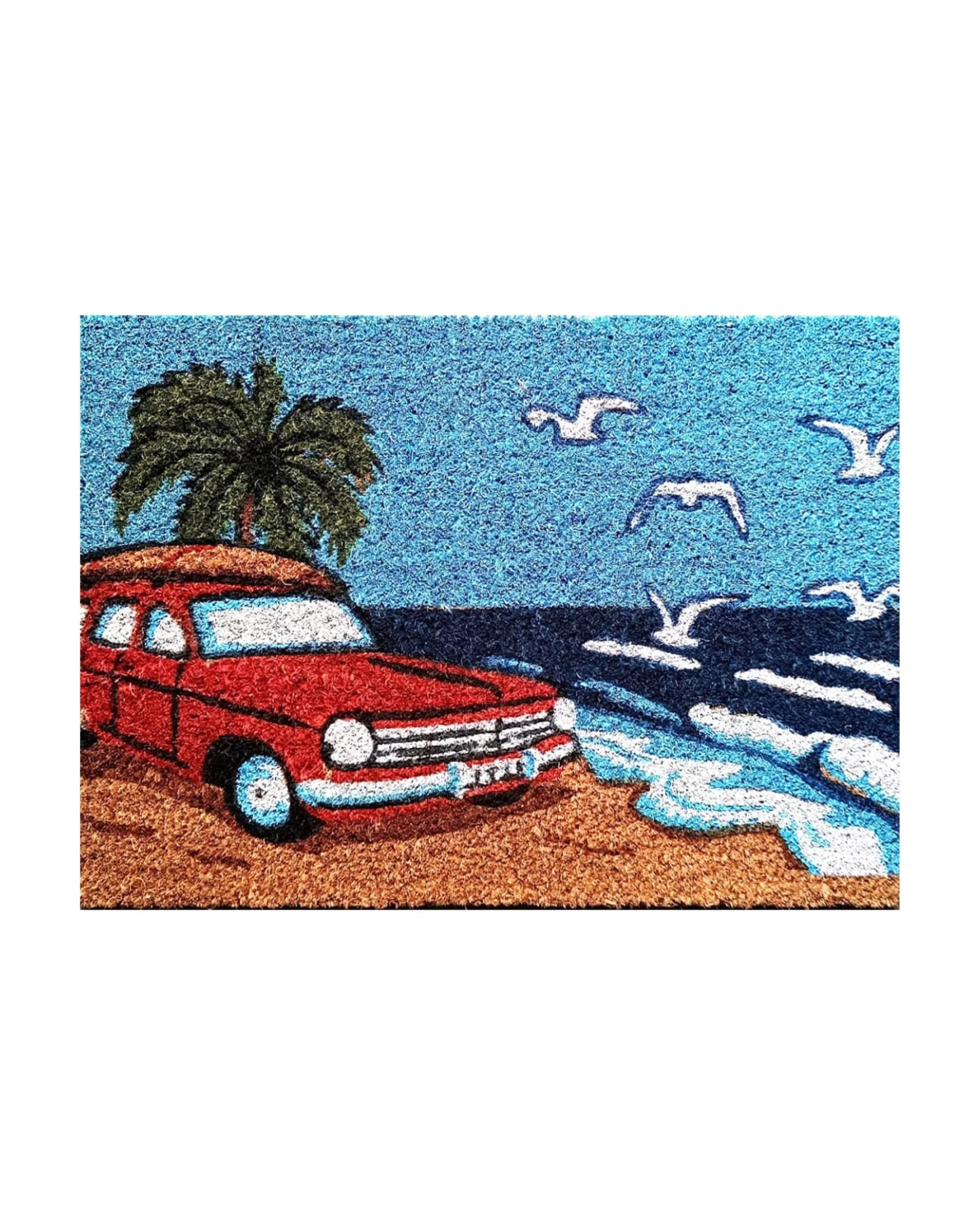 1 Laura Hill Door Mat Deluxe Coir Latex Red EH Car Surf Coastal Beach 40 x 55 cm, 1 of 4