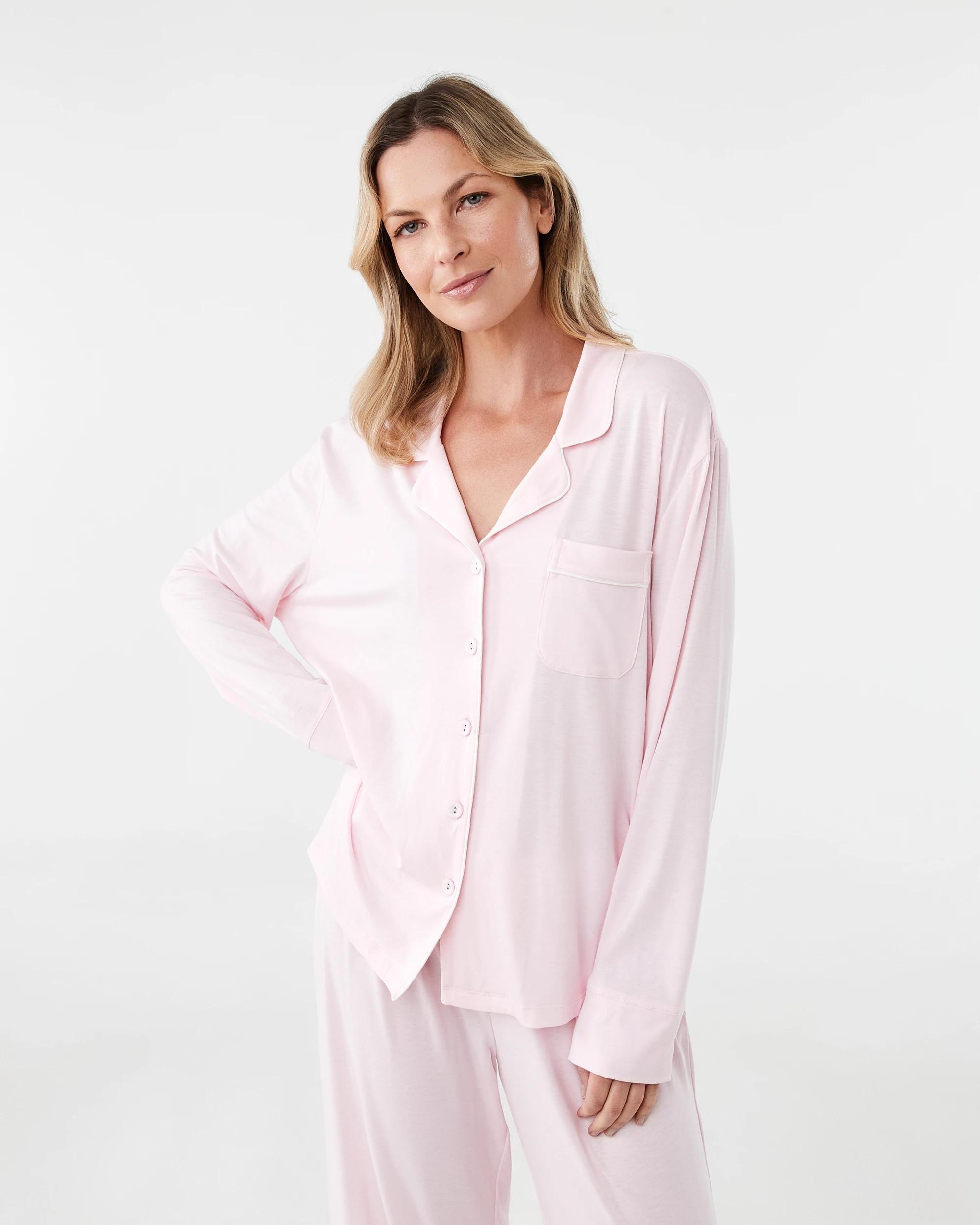 2 Long Sleeve Top and Pants Comfort Pyjama Set Bllet Pink, 2 of 7