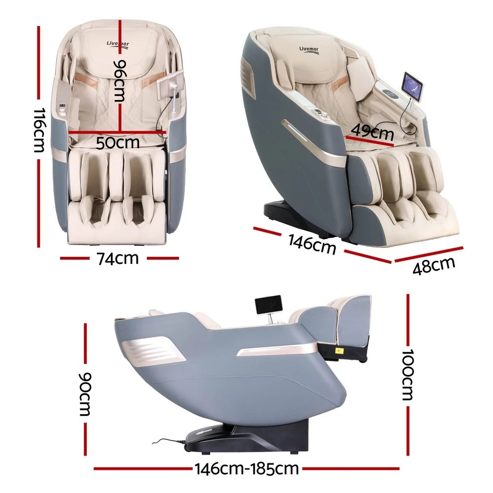 2 Livemor 4D Massage Chair Recliner SL Track Full Body Zero Gravity Massager Heated AI Body - Multi, 2 of 6