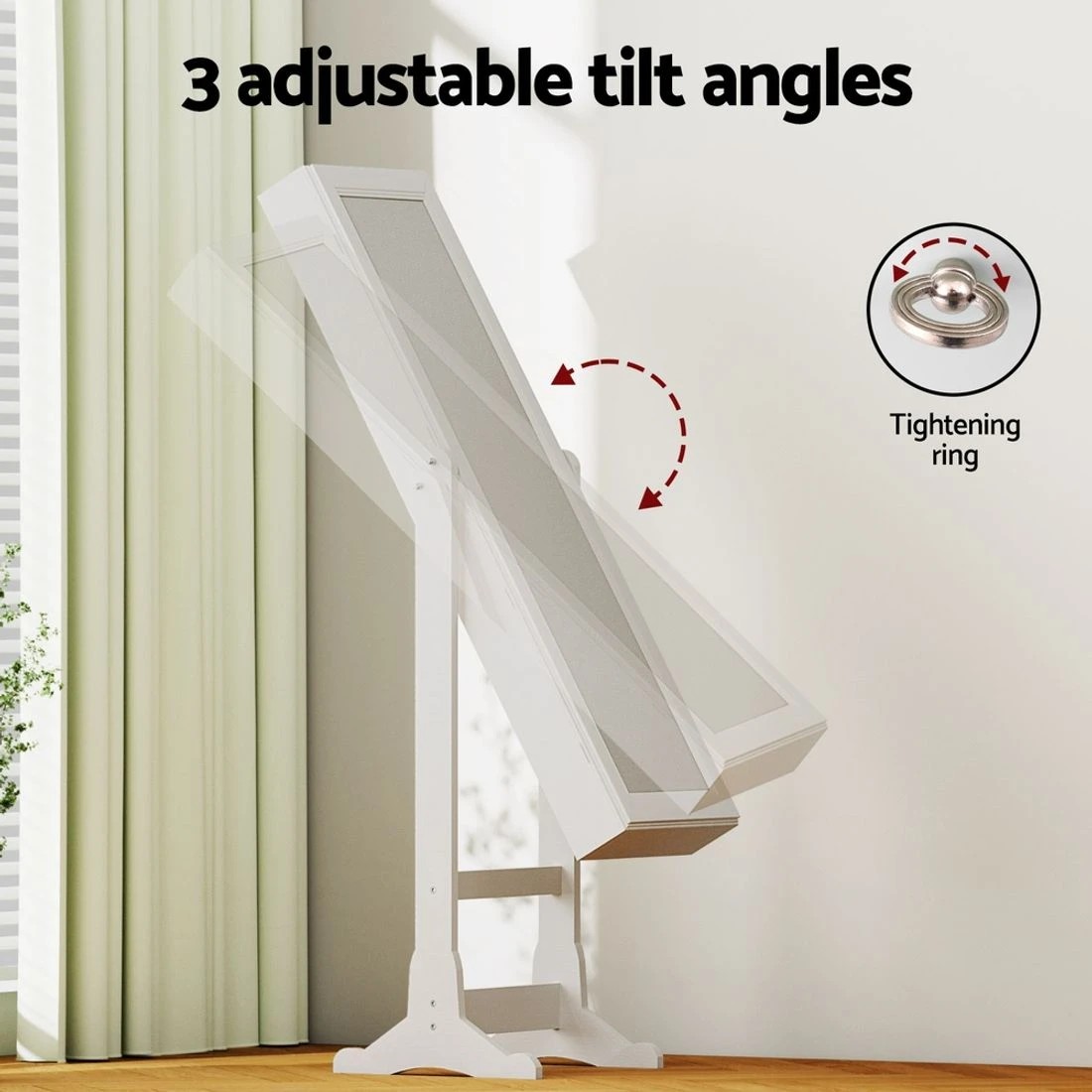 6 Artiss Jewellery Cabinet Mirror Free Standing
 - white, 6 of 8