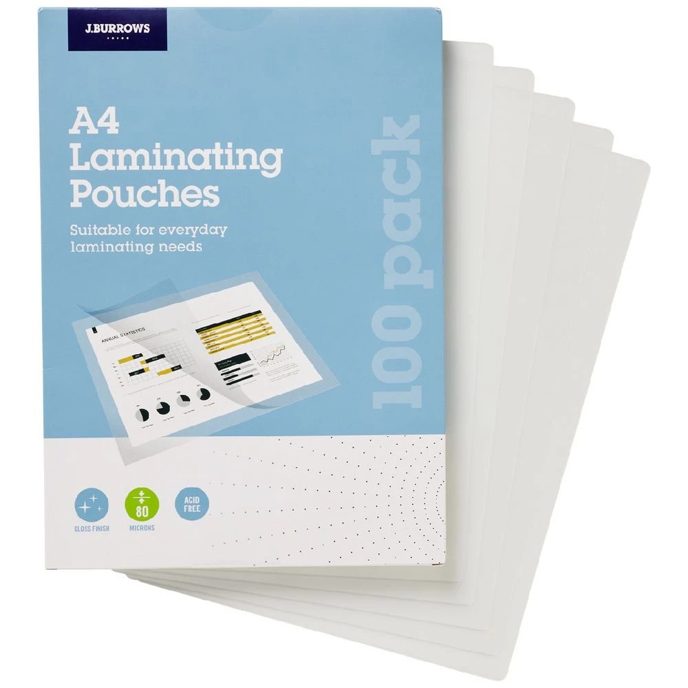 2 J.Burrows A4 Laminating Pouches Gloss 100 Pack, 2 of 3
