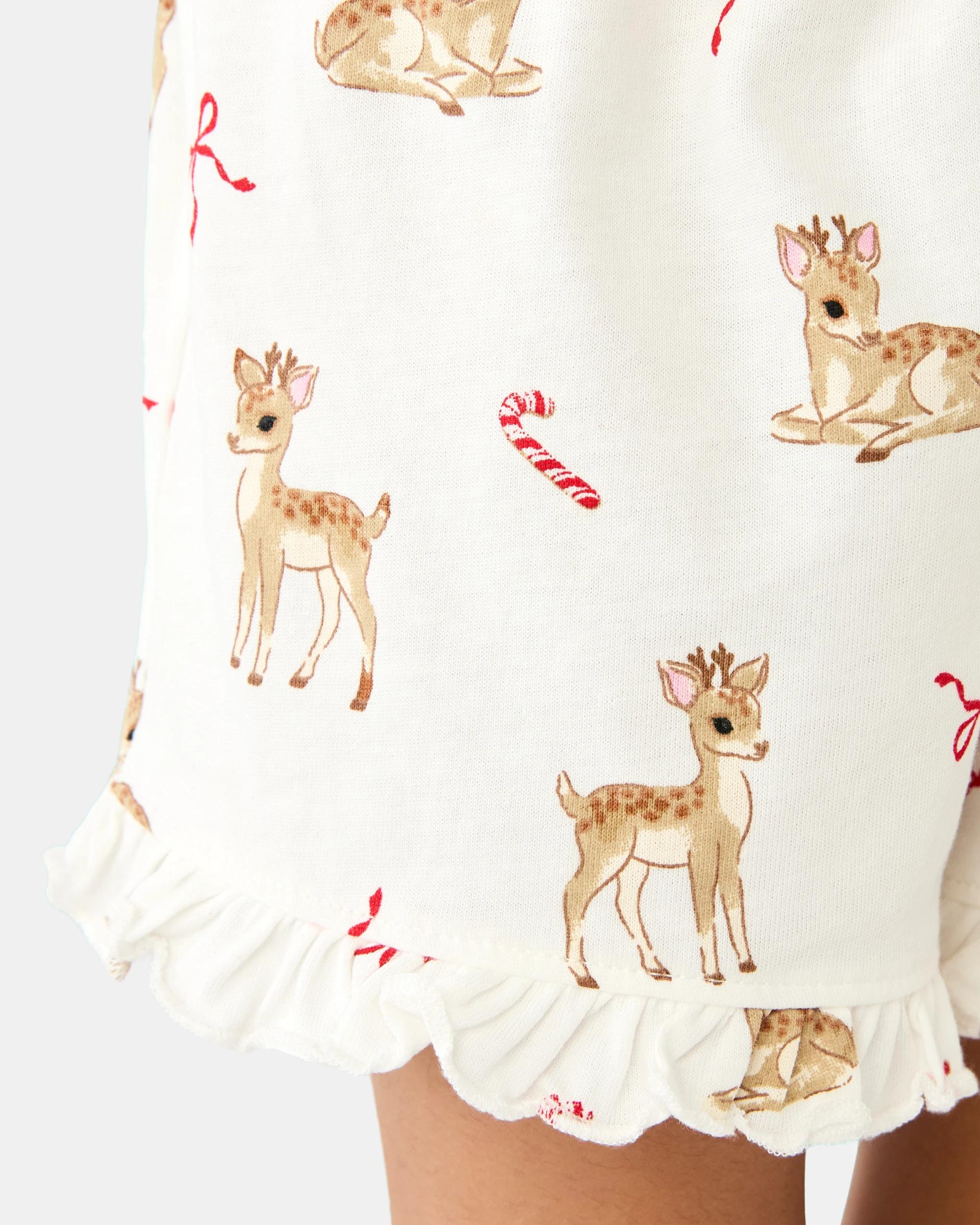 5 Christmas Knit Frill Pyjama Set Wht Deer, 5 of 8