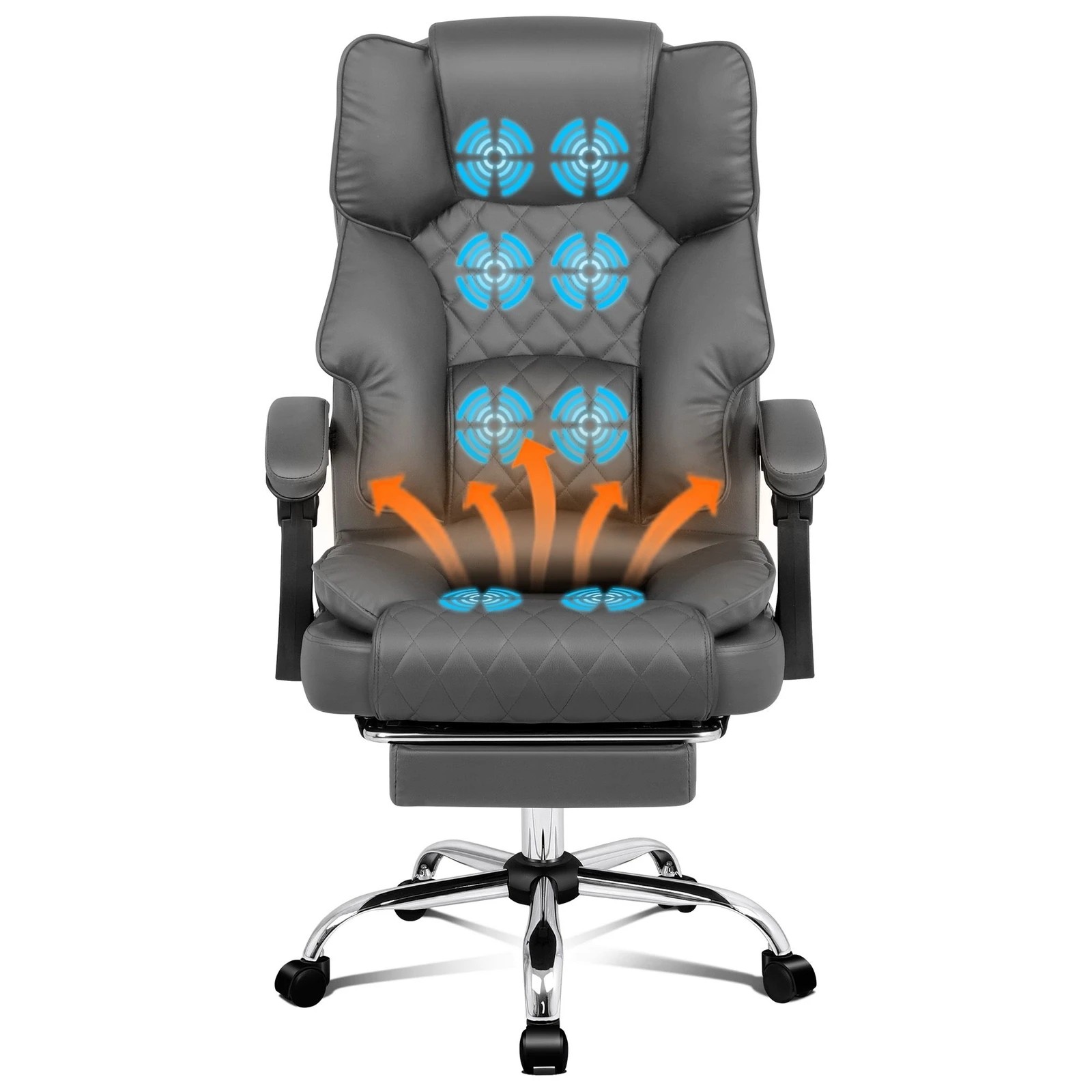 9 Alfordson Massage Office Chair Computer Heated Seat Executive Recliner Gaming - Grey, 9 of 10