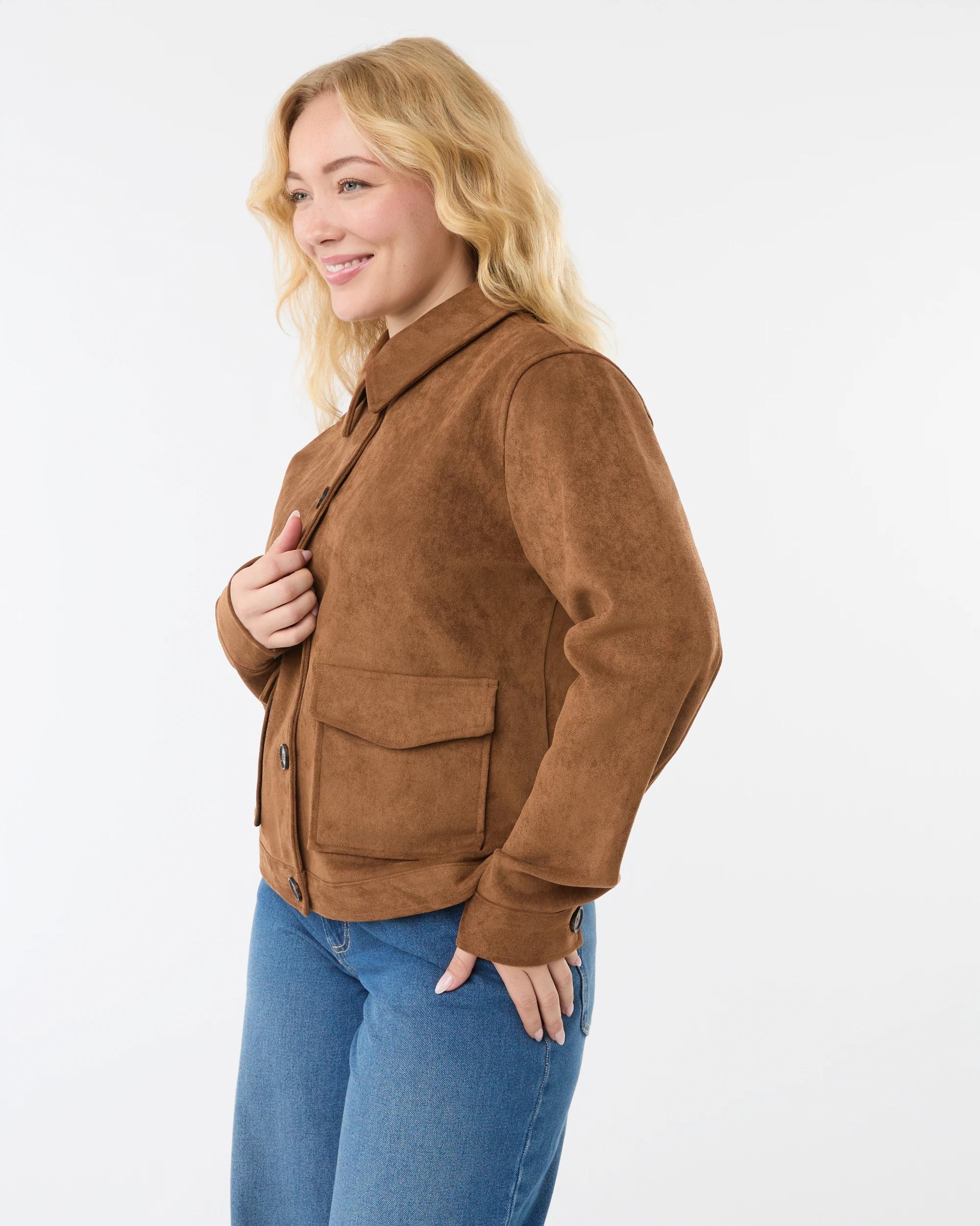 4 Fitted Suedette Jacket Tan, 4 of 10
