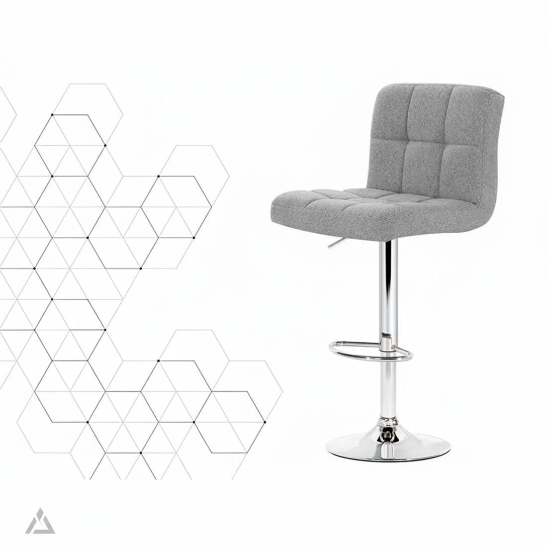 7 Artiss 4x Bar Stools Fabric Gas Lift - Grey, 7 of 7