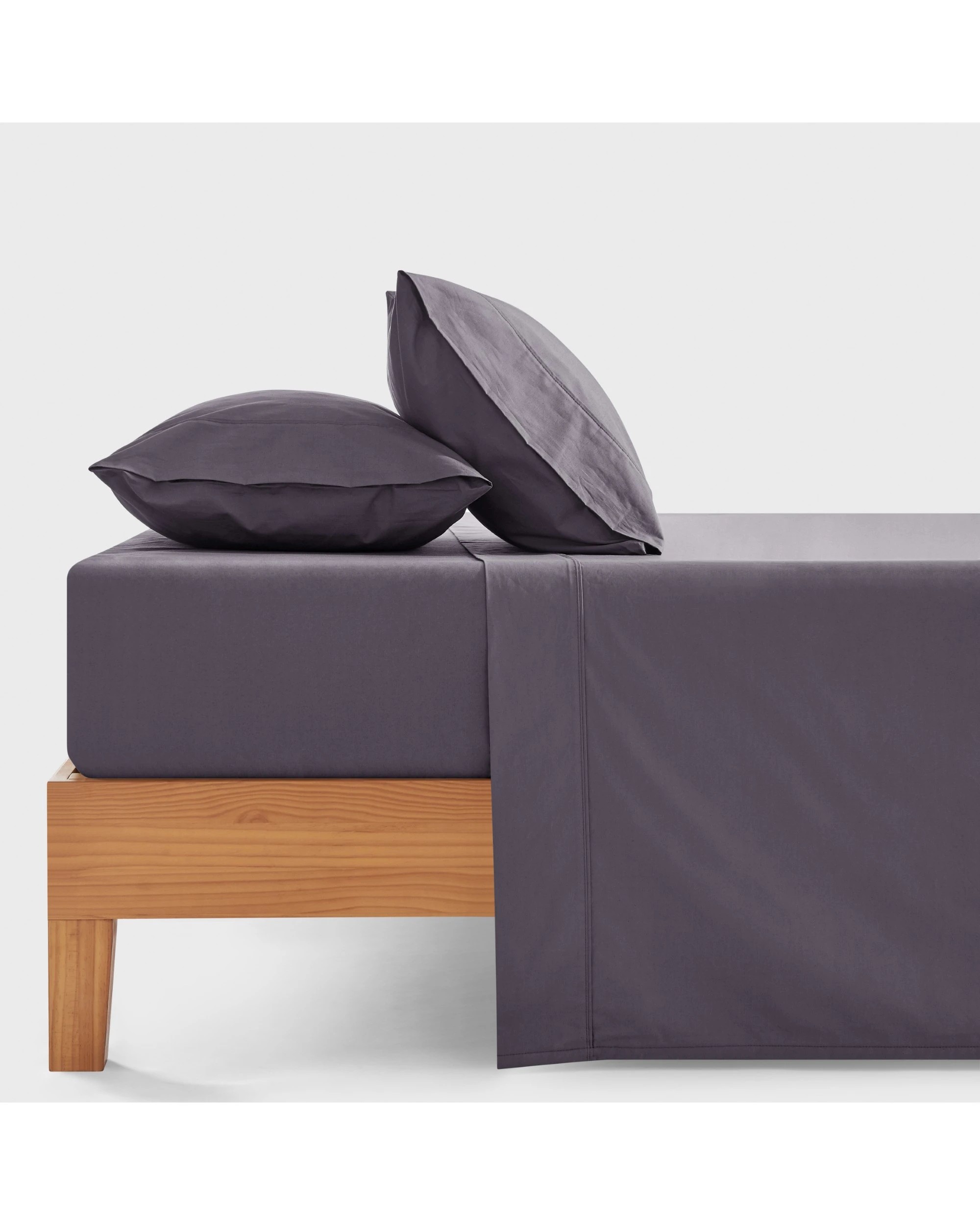 1 Dreamaker 300TC Cotton Percale Sheet Set - Double Bed - Charcoal, 1 of 9