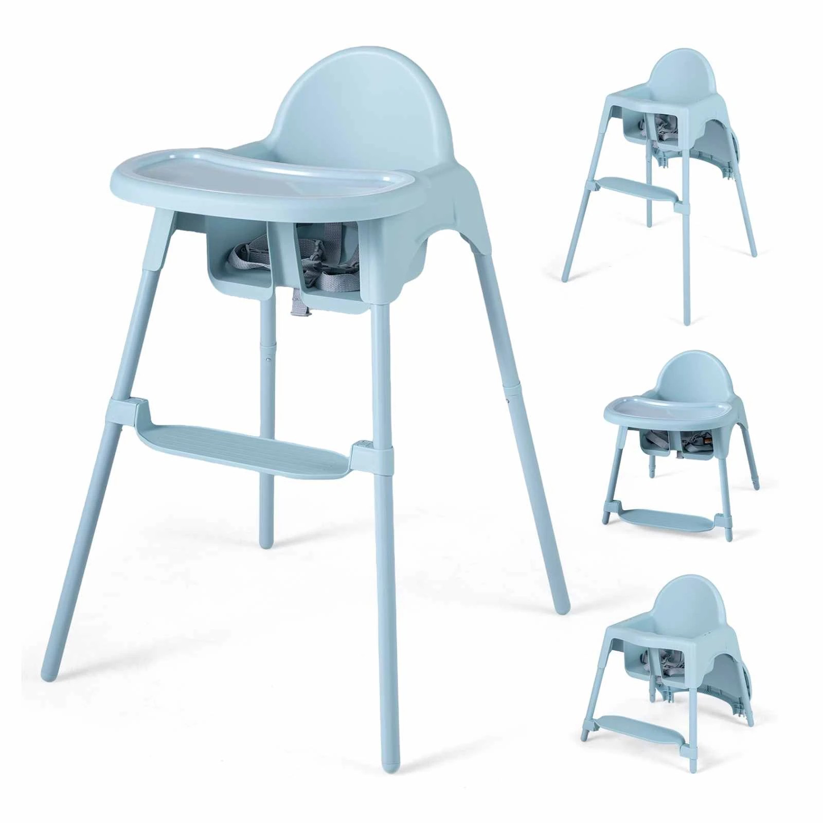 1 Costway 4-in-1 Baby High Chair Convertible Highchair Feeding Chair - Blue, 1 of 1