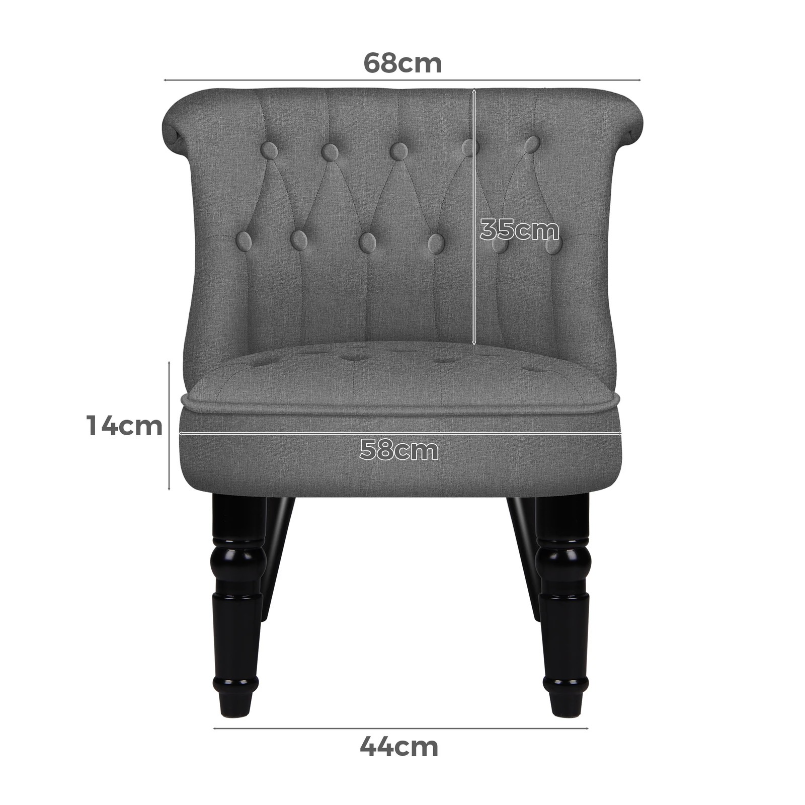 6 Alfordson Armchair Lounge Chair Wingback Accent Tufted Chair Fabric Sofa - Grey, 6 of 9