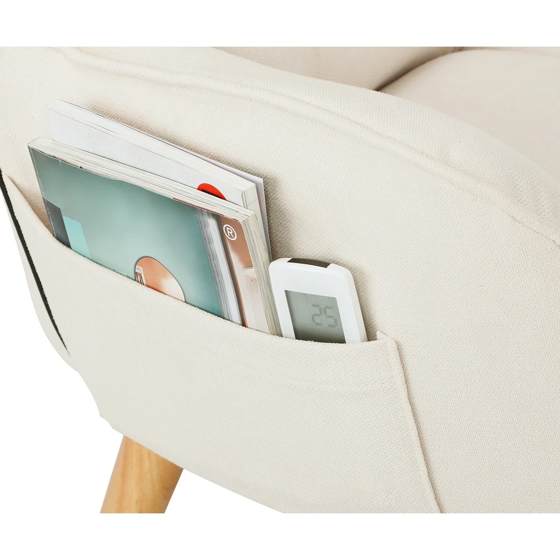 5 Oikiture Swivel Recliner Armchair Lounge Ottoman Accent Chair With Stool
 - Beige, 5 of 10