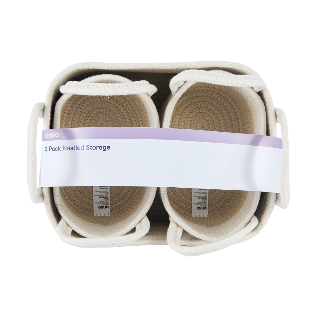 5 3 Pack Nestled Storage Baskets - Beige, 5 of 5