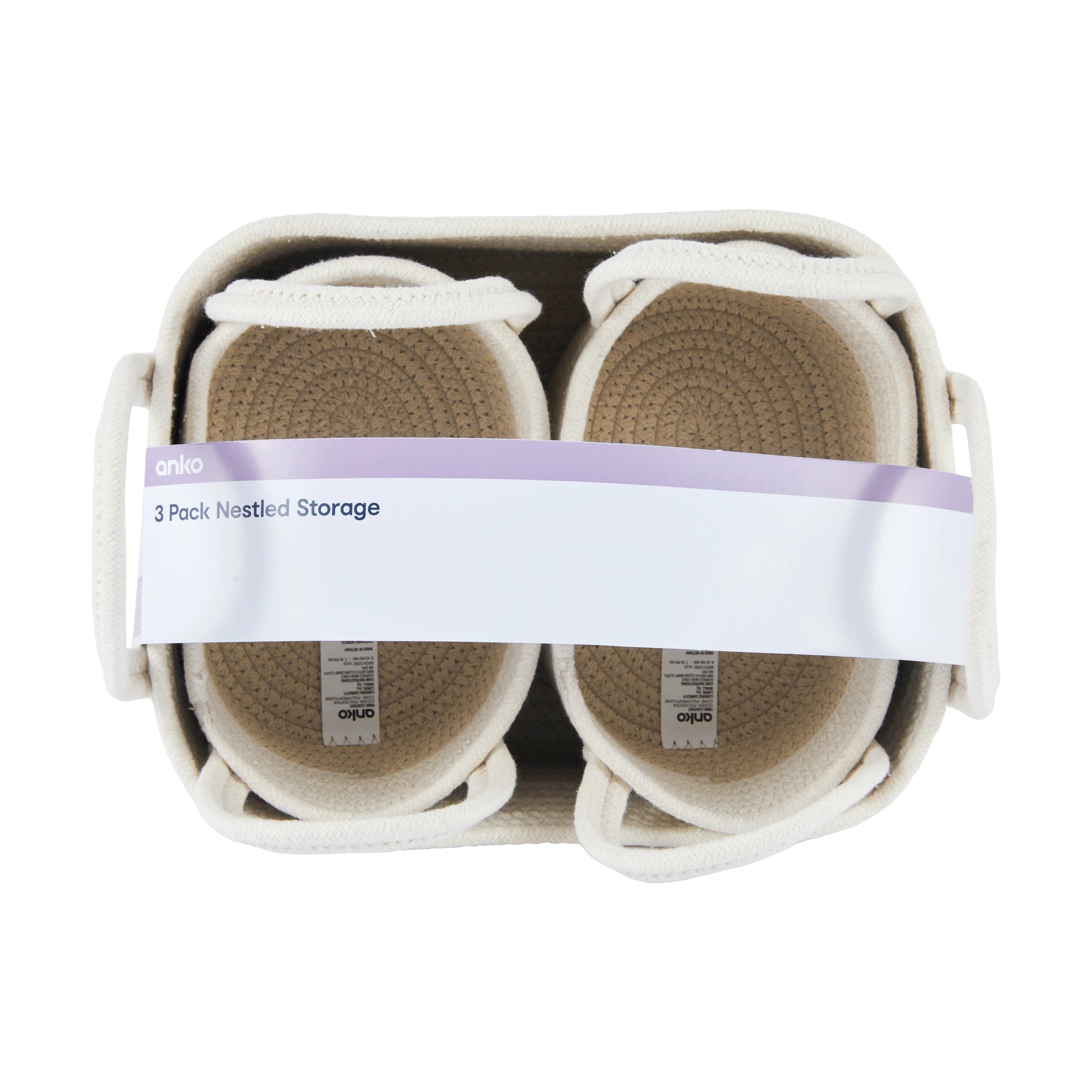 5 3 Pack Nestled Storage Baskets - Beige, 5 of 5