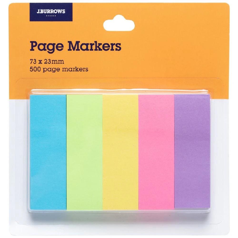 1 J.Burrows Page Markers 23x73mm Assorted 5 Pack, 1 of 4