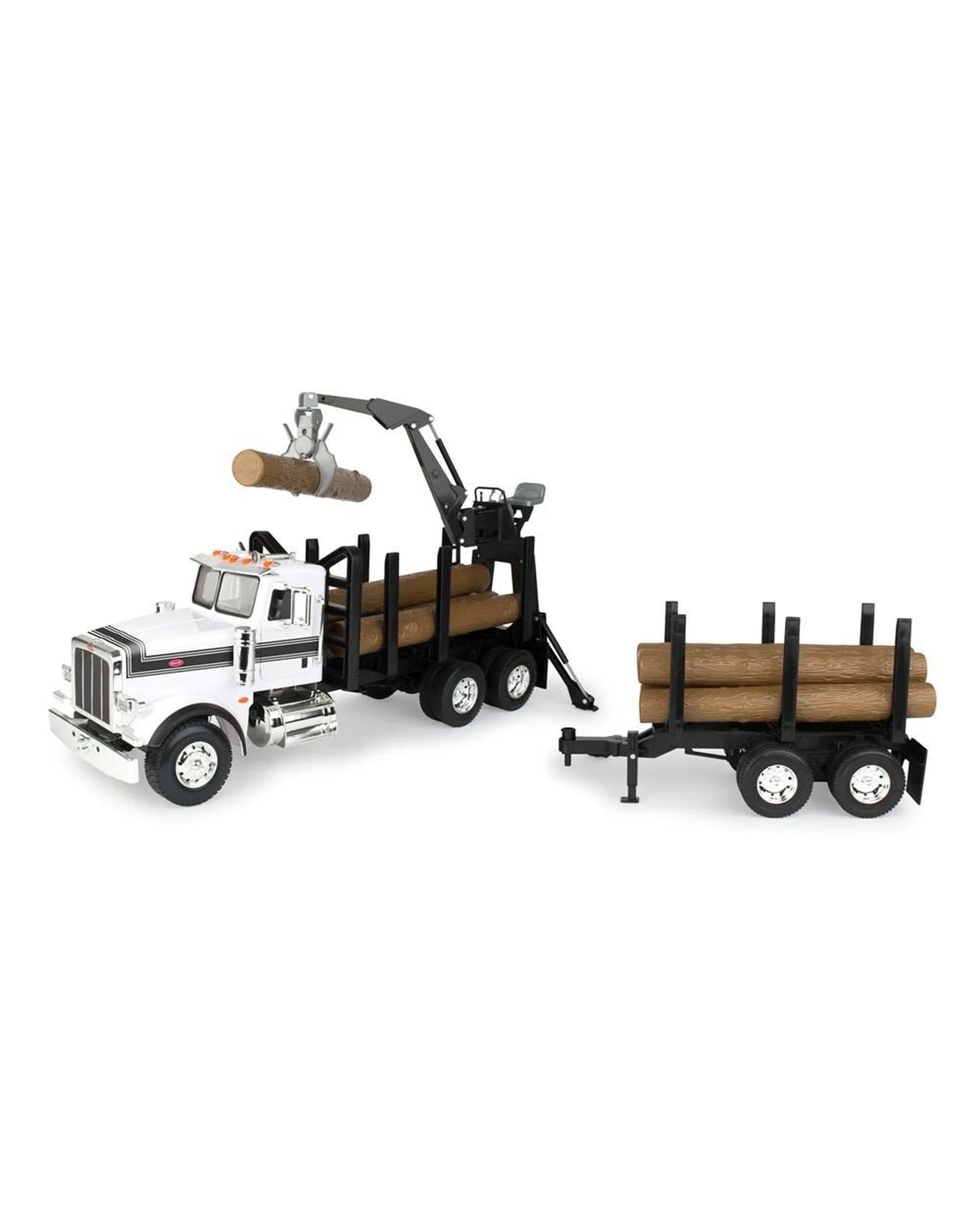 1 ERTL Big Farm Peterbilt Logging Truck with Pup Trailer & Logs 1:16 Scale, 1 of 3