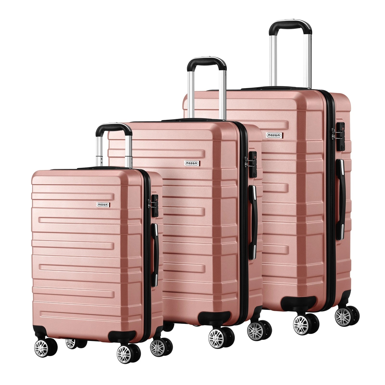 1 Mazam 3PCS Luggage Suitcase Trolley Set Travel TSA Lock ABS Hard Case - Pink, 1 of 10