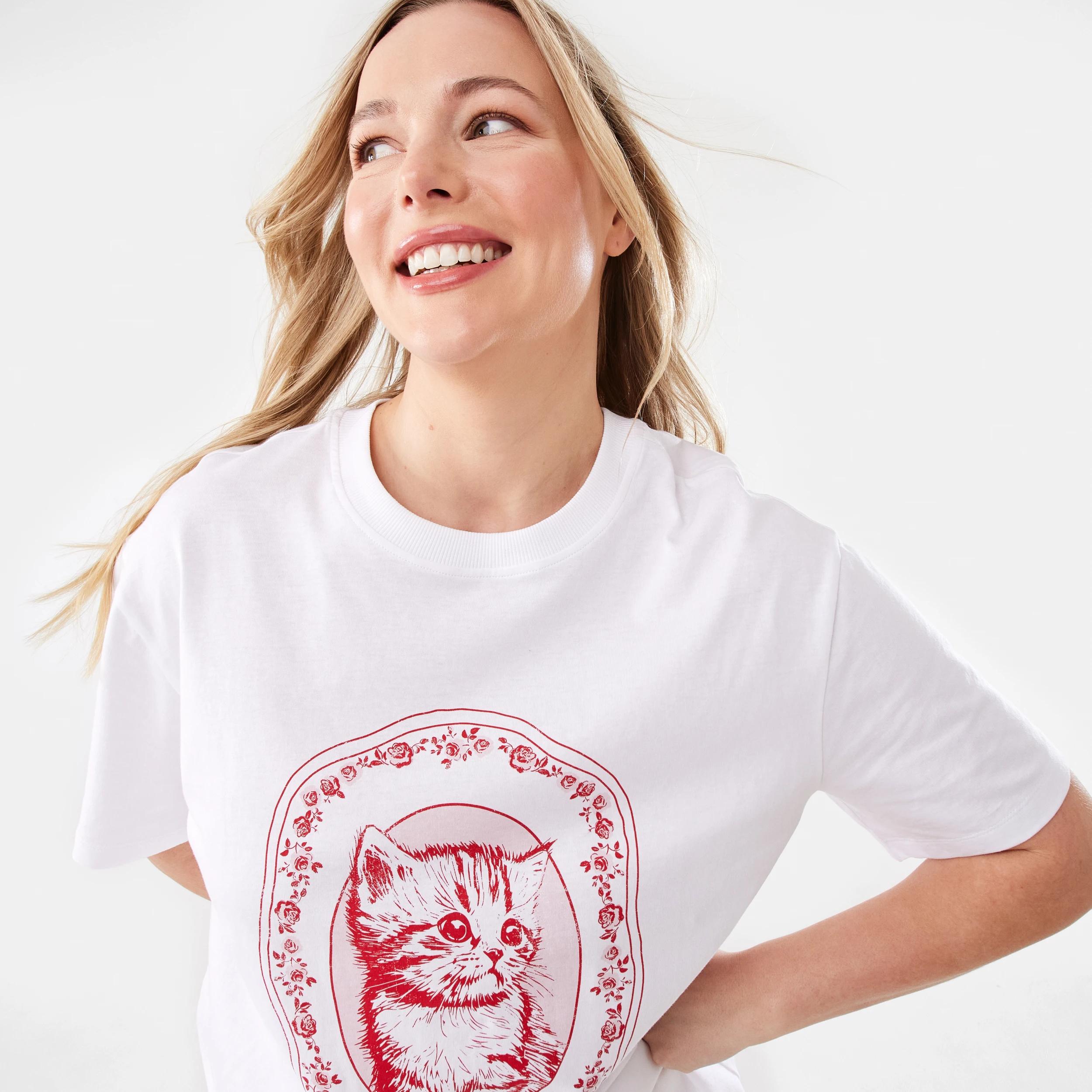 5 Short Sleeve Oversized Boyfriend T-shirt Cute Cat, 5 of 8