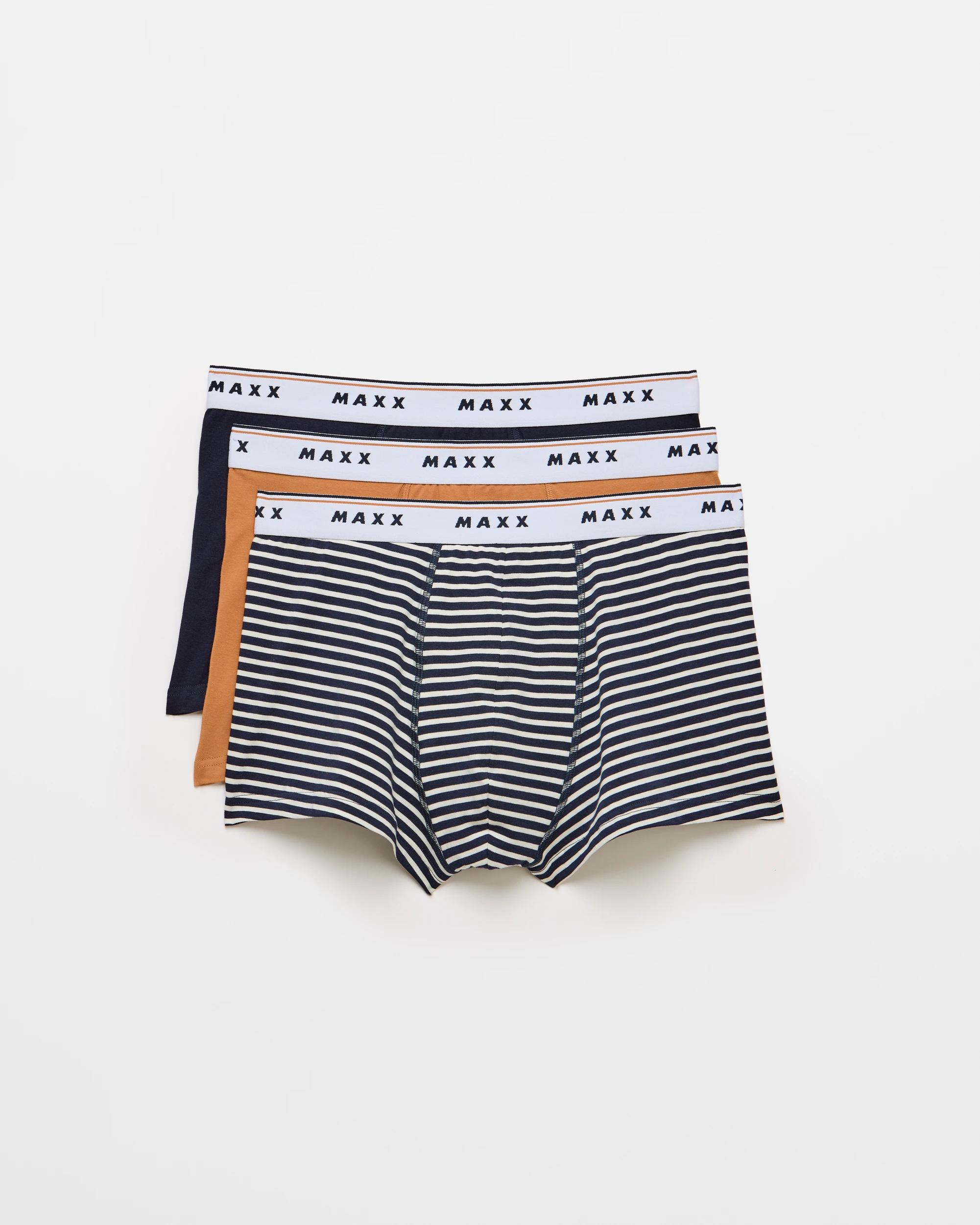 1 Mens Australian Cotton Blend Hipster Trunk 3 Pack - Maxx MULTI STRIPE/BISCUIT/NAVY BLUE, 1 of 4
