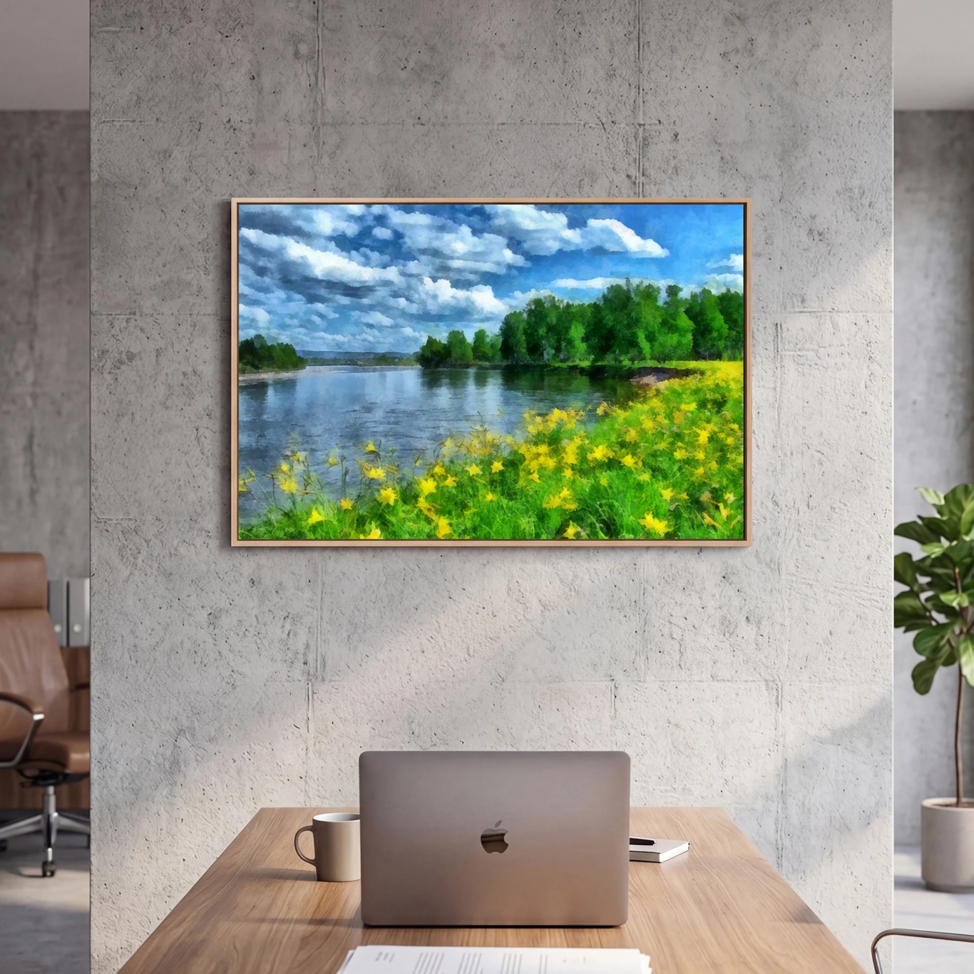 8 Yezi Modern Canvas Wall Art Framed Landscape Painting Large Wall Decor 80x120cm, 8 of 8