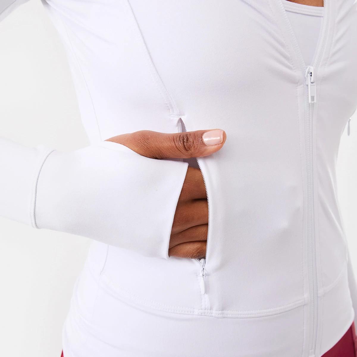 8 Active Womens Long Sleeve Ultrasoft Jacket WHITE, 8 of 10