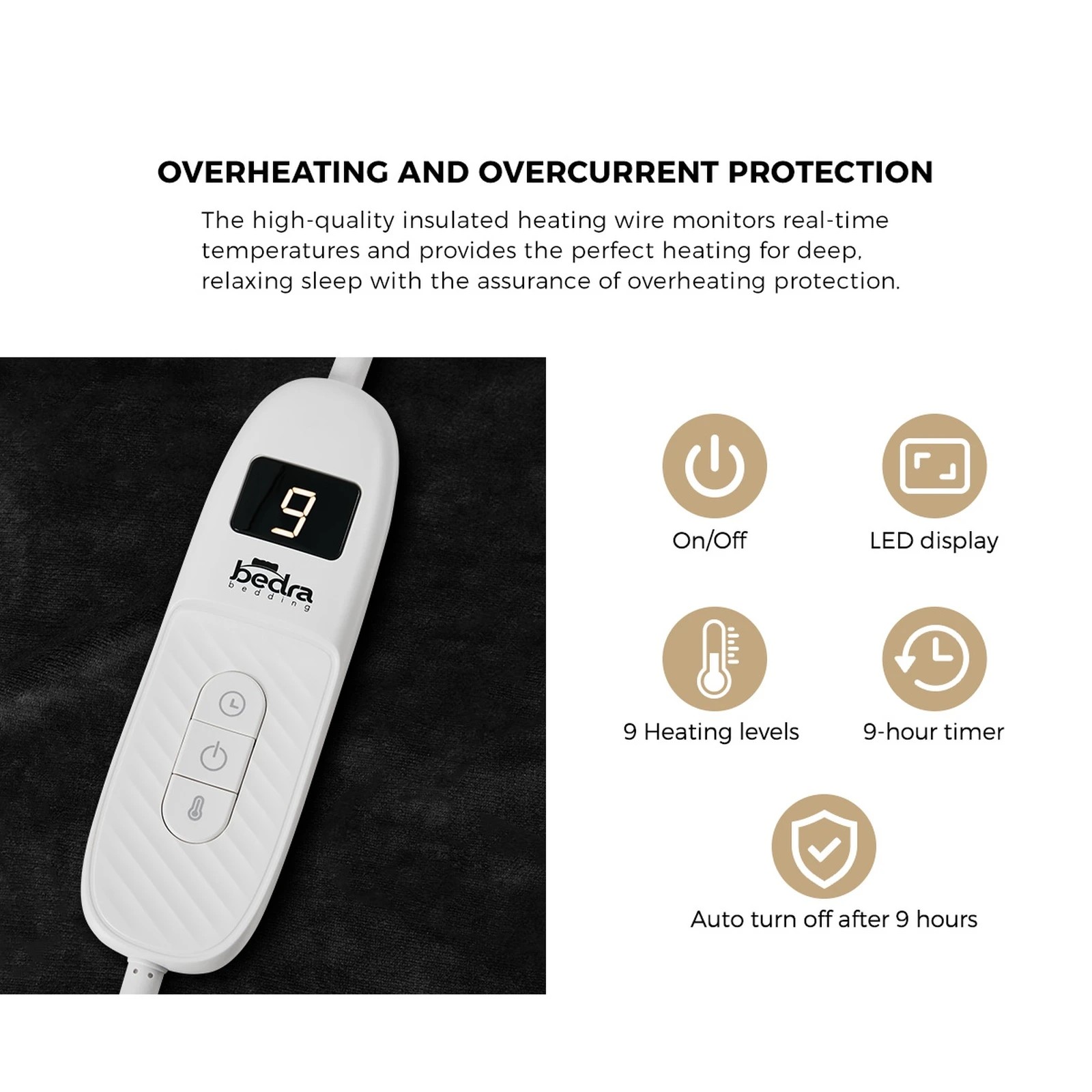 6 Bedra Electric Throw Rug Washable Heated Blanket Flannel Fleece Winter Warm - Single Bed - Grey, 6 of 10