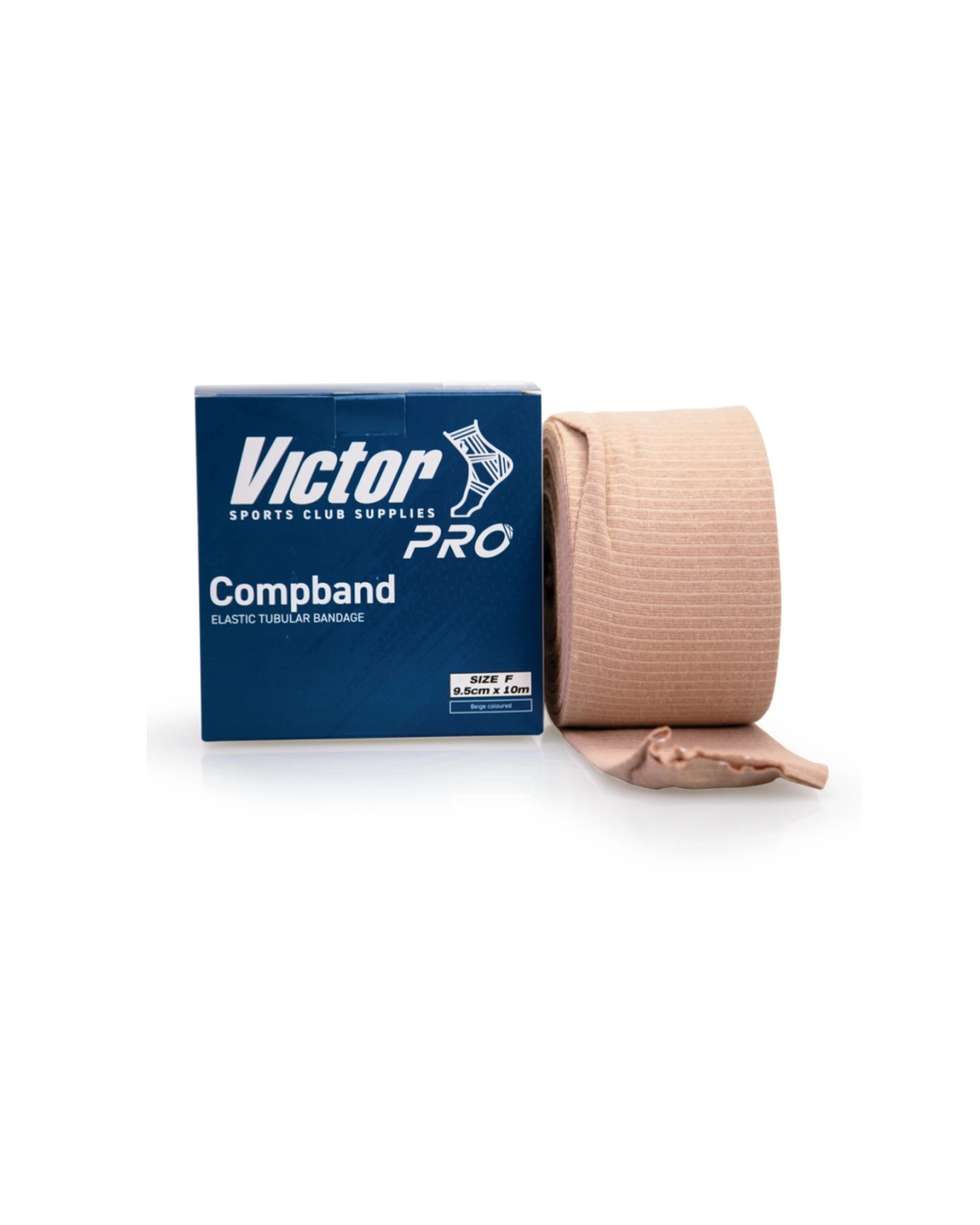 1 Victor Sports Pro Compband Elasticated Tubular Limb Bandage Size F 9.5cmx10m - Beige, 1 of 2
