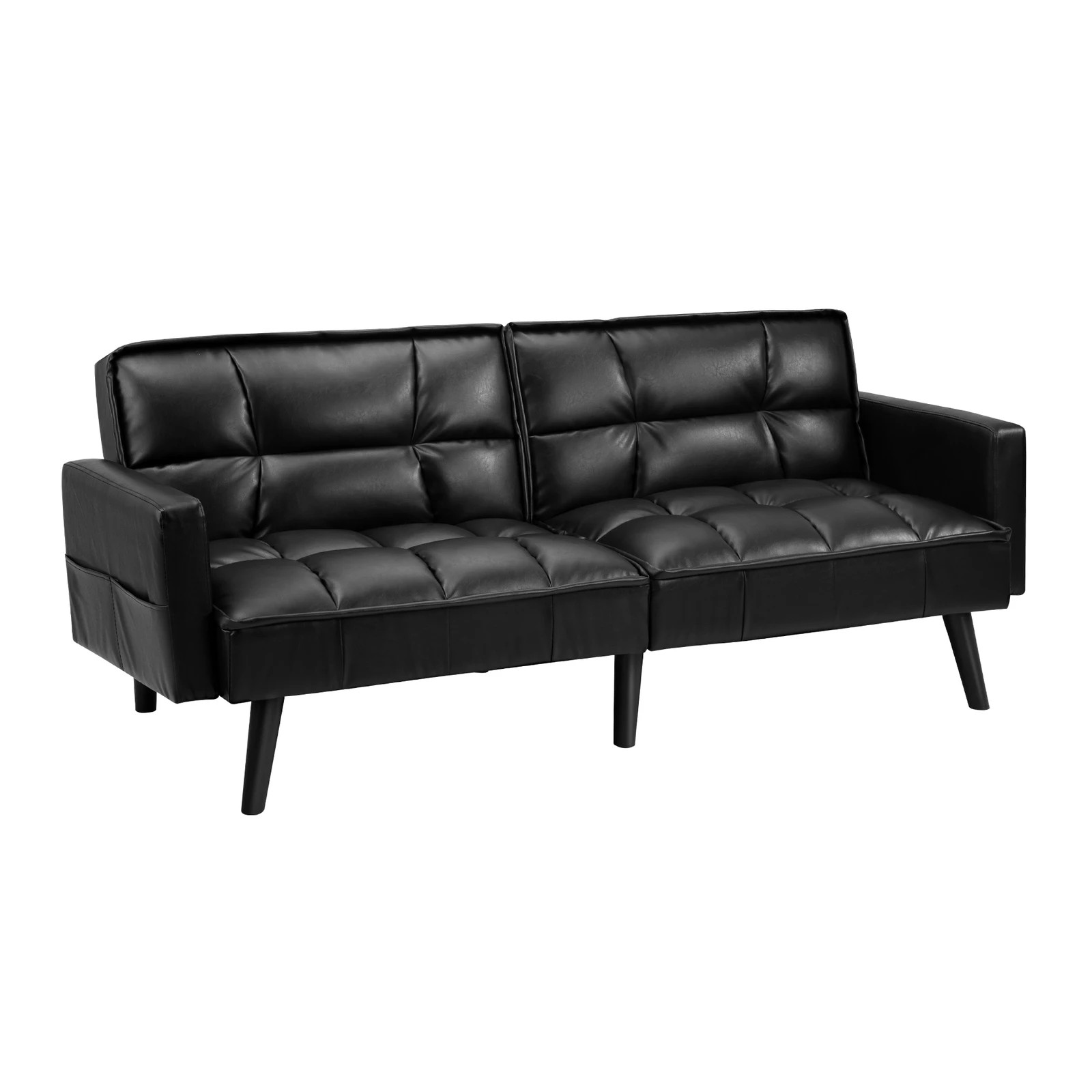 7 Oikiture Sofa Bed Futon Convertible Leather Lounge Couch 3-seater Recliner
 - Black, 7 of 10