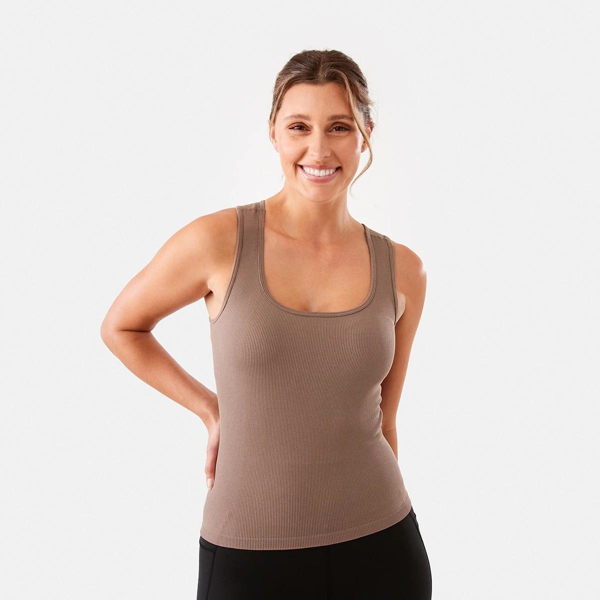 1 Active Womens Seamfree Scoop Tank Wd Taupe, 1 of 6