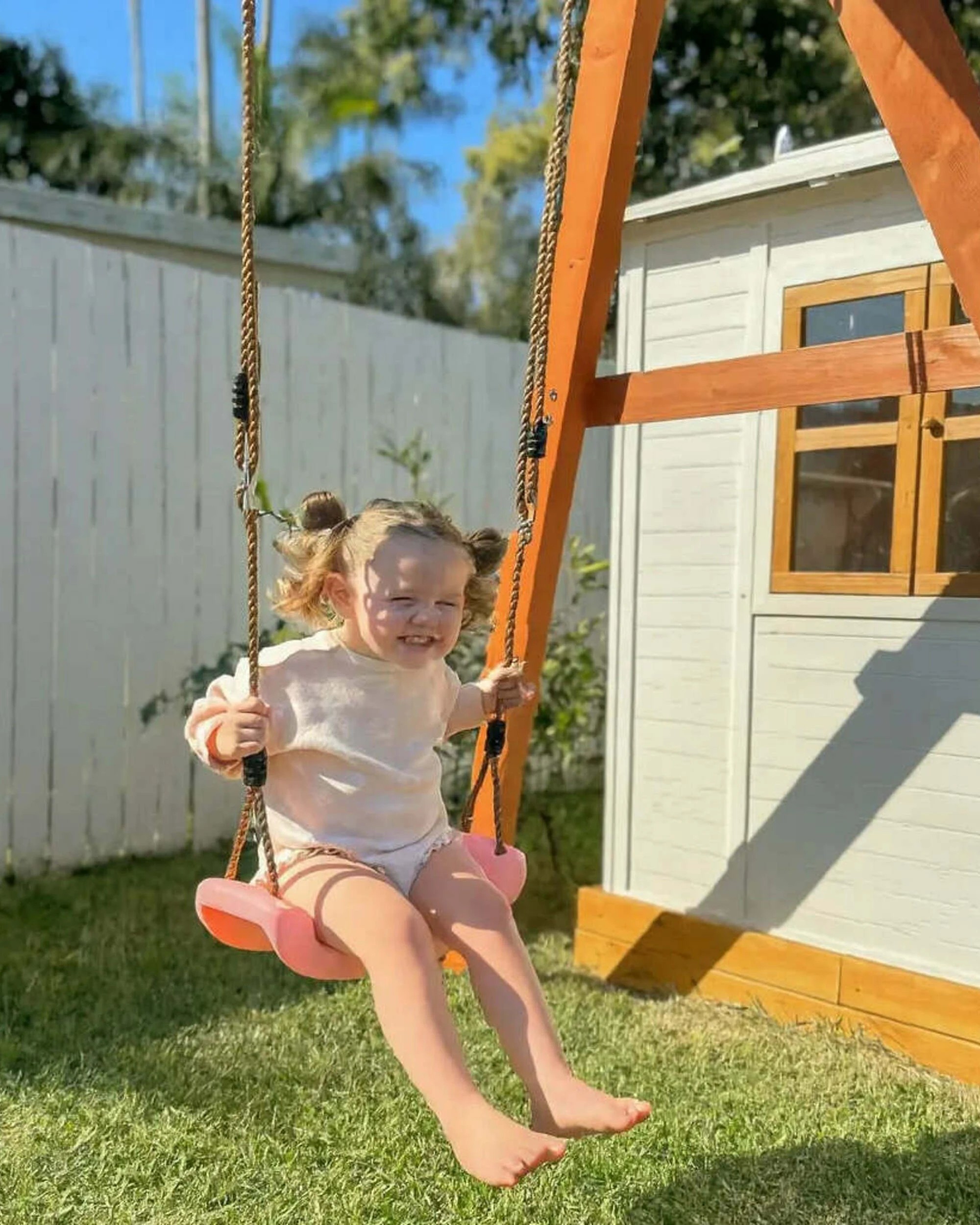 4 Hide & Seek Kids Waratah Timber Swing Set - Pearl - White, 4 of 5