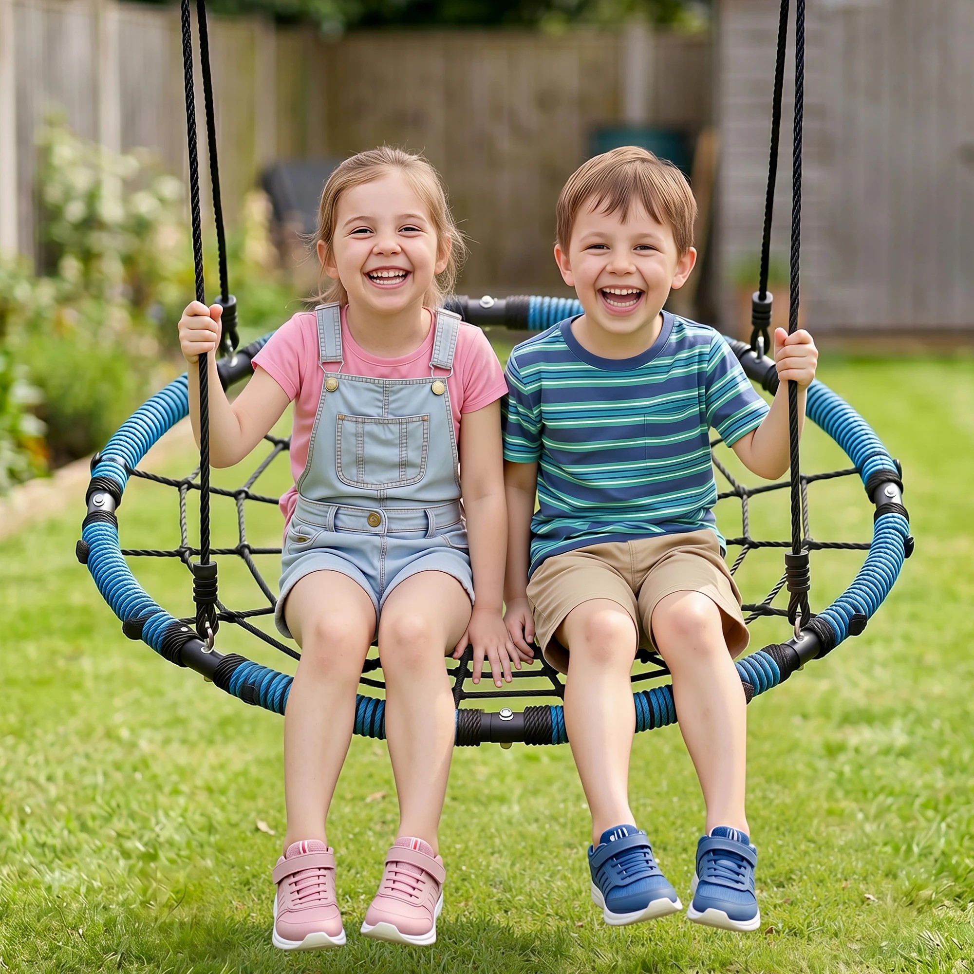 2 Gardeon Tree Swing Net Hammock for Backyard Porch Outside Playground - Blue, 2 of 8