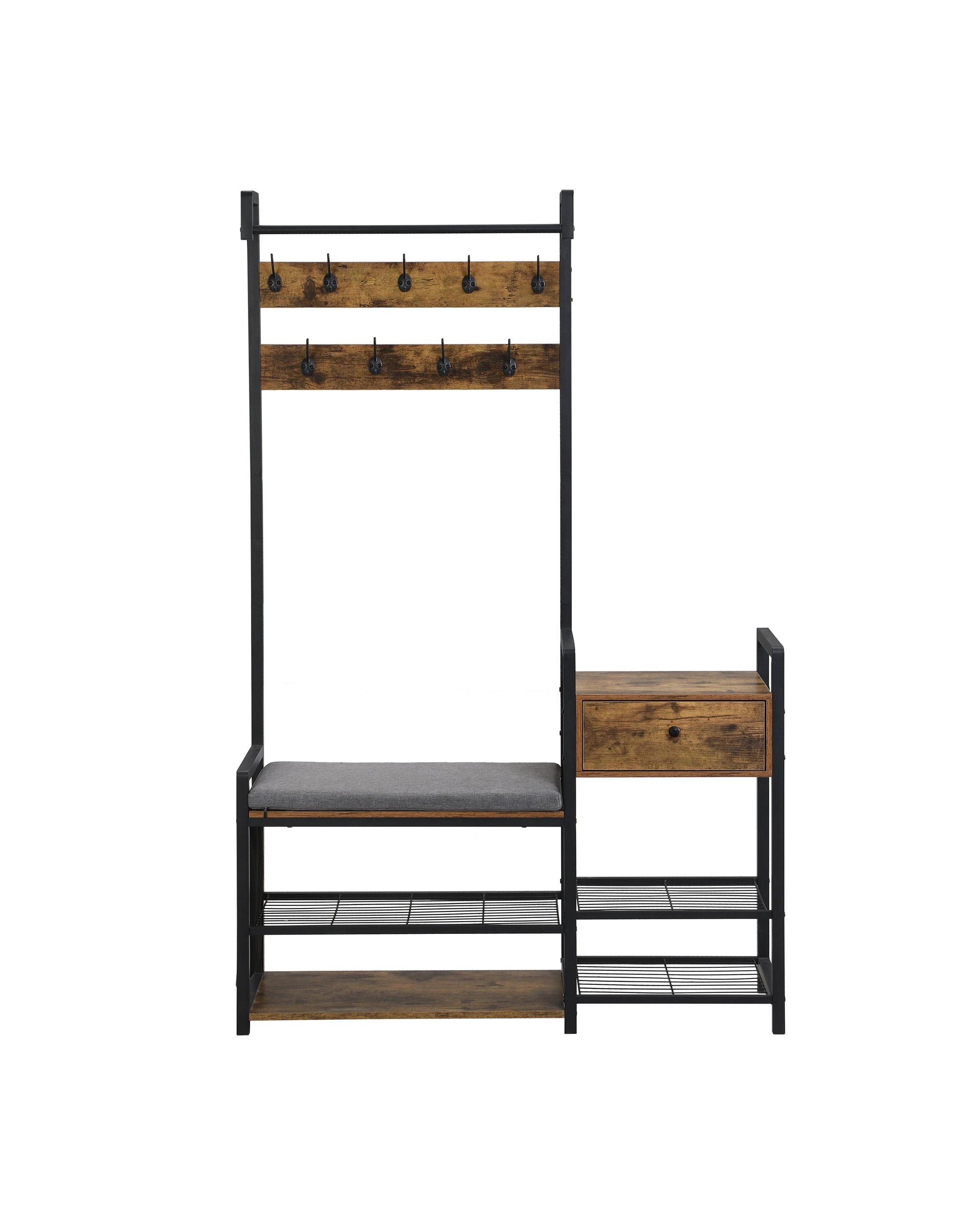 1 IHOMDEC 6-in-1 Coat Rack Shoe Bench - Brown, 1 of 5