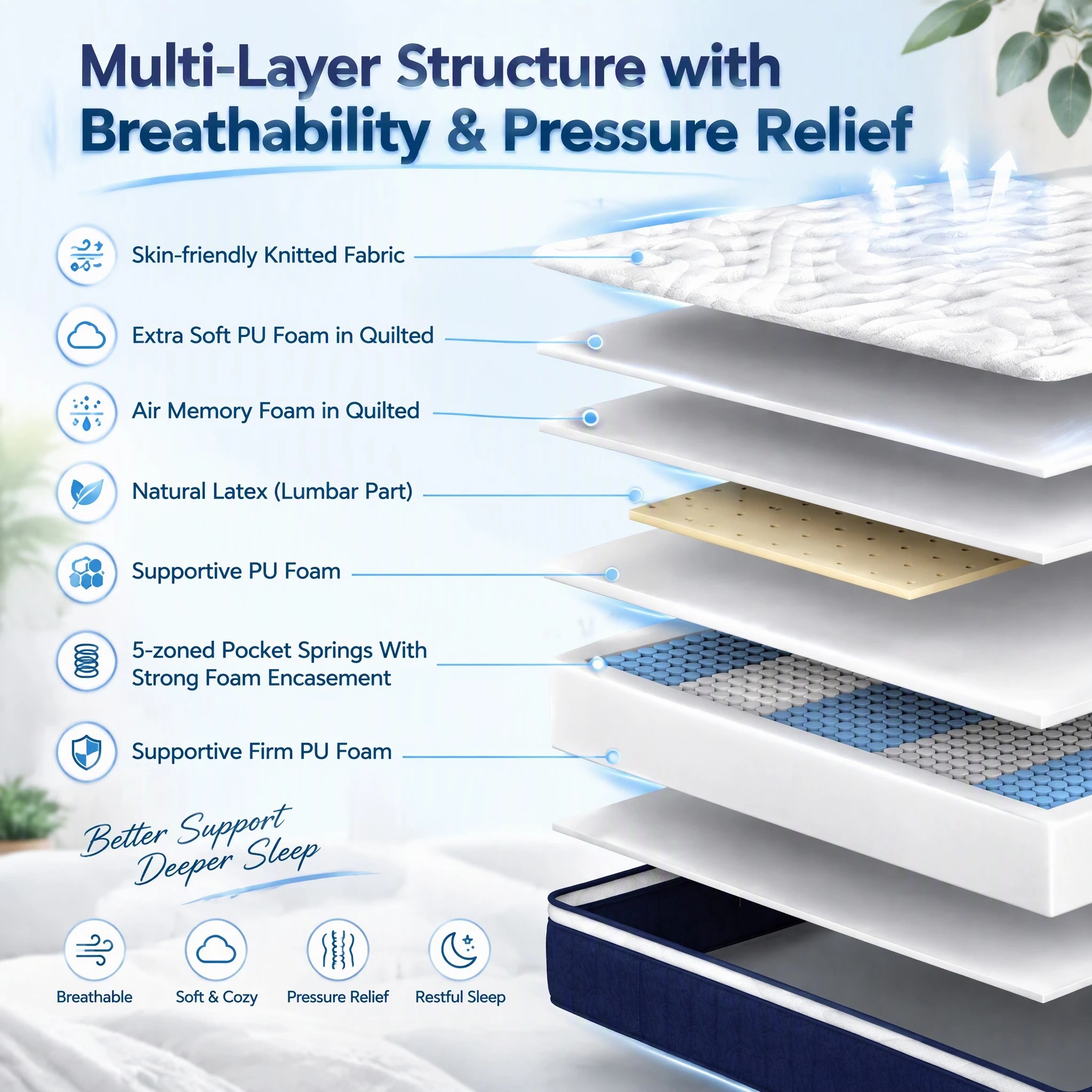 RoomSense King Single Mattress 30cm Medium Firm Mattress with Lumbar ...