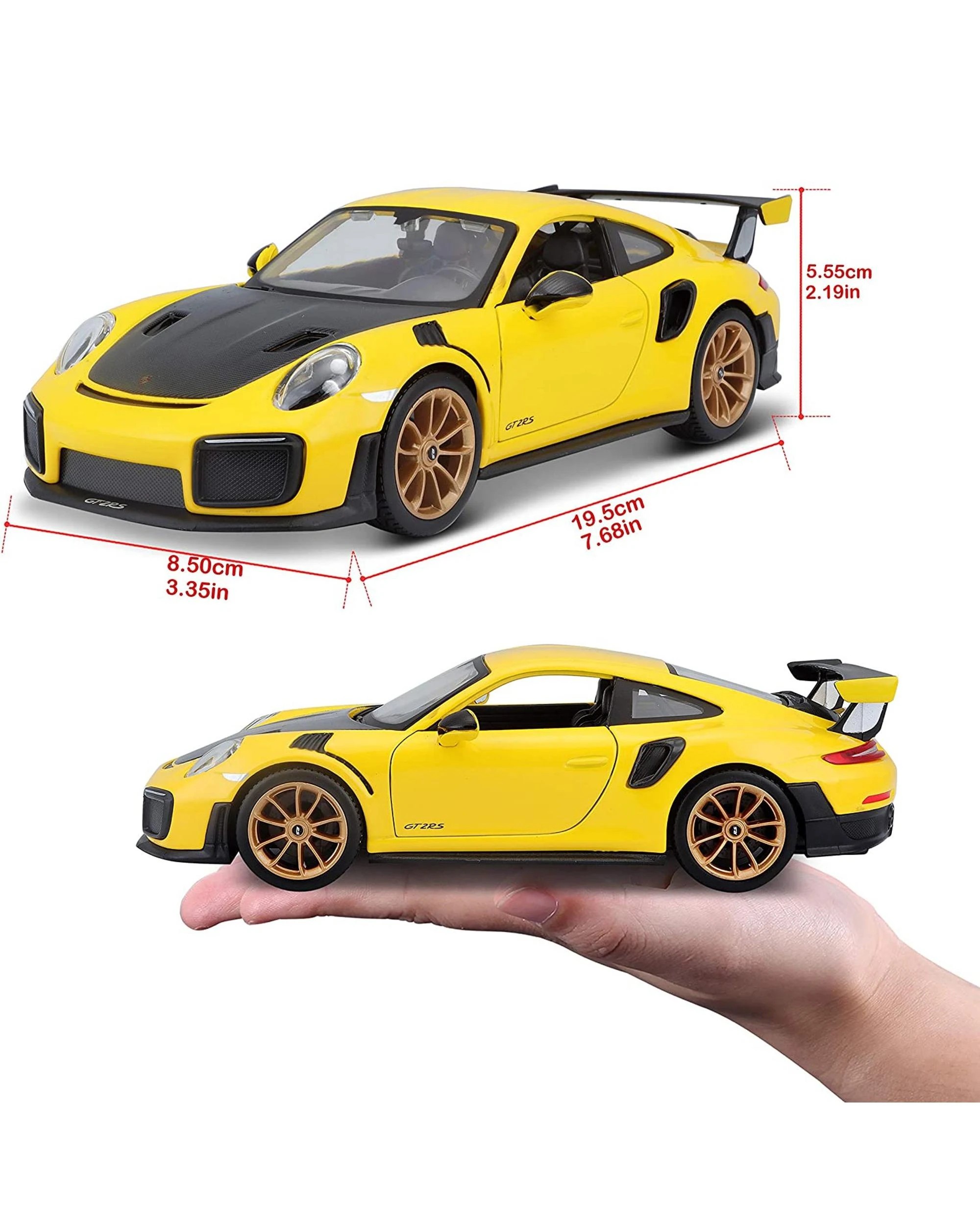 7 Maisto Special Edition 2018 Porsche 911 GT2 RS 1:24 Scale Model Car - Yellow, 7 of 8