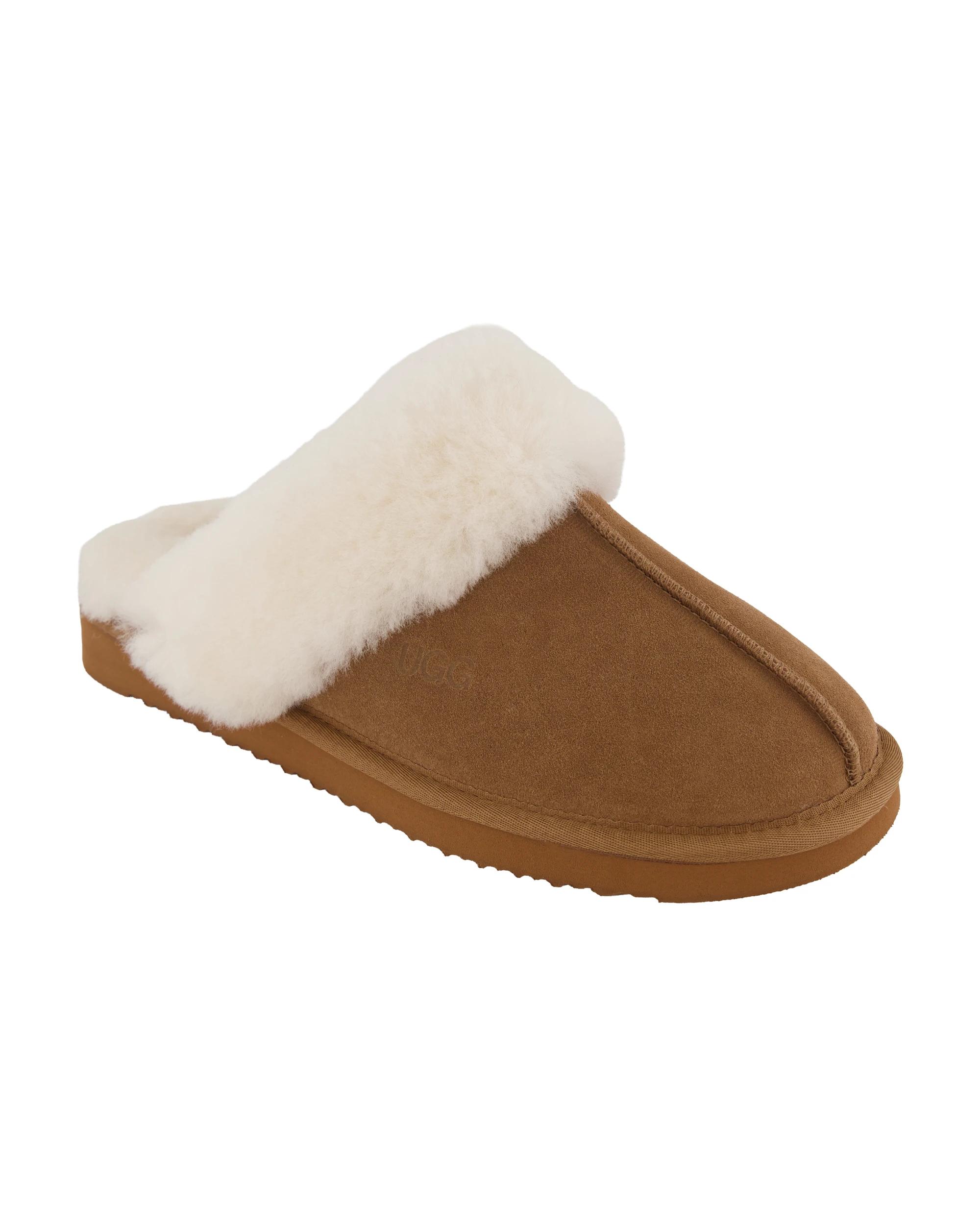 1 UGG Leather Wool Scuffs Chestnut, 1 of 3