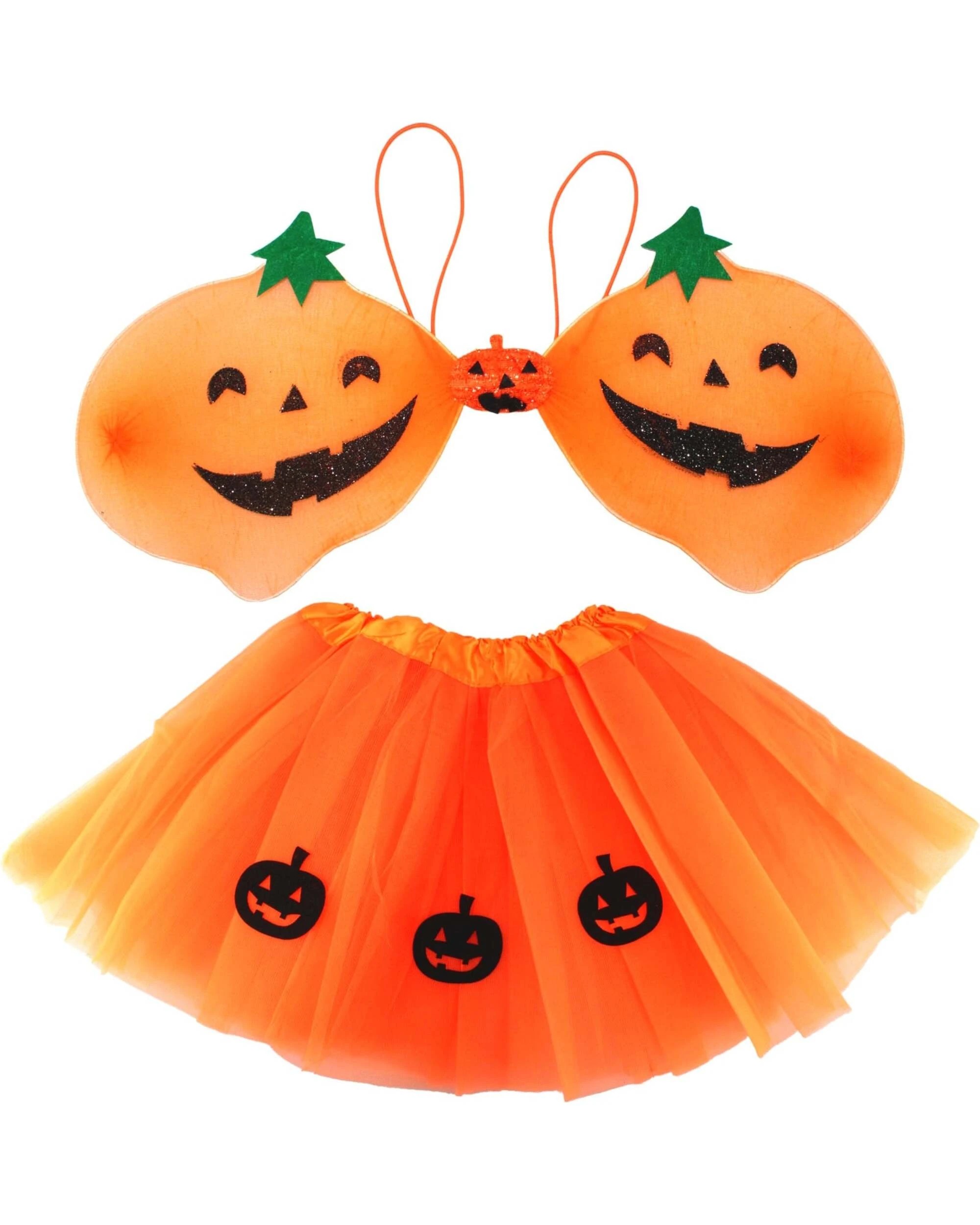 1 JD Party Kids Pumpkin Tutu and Wings Set - One Size - Orange, 1 of 2
