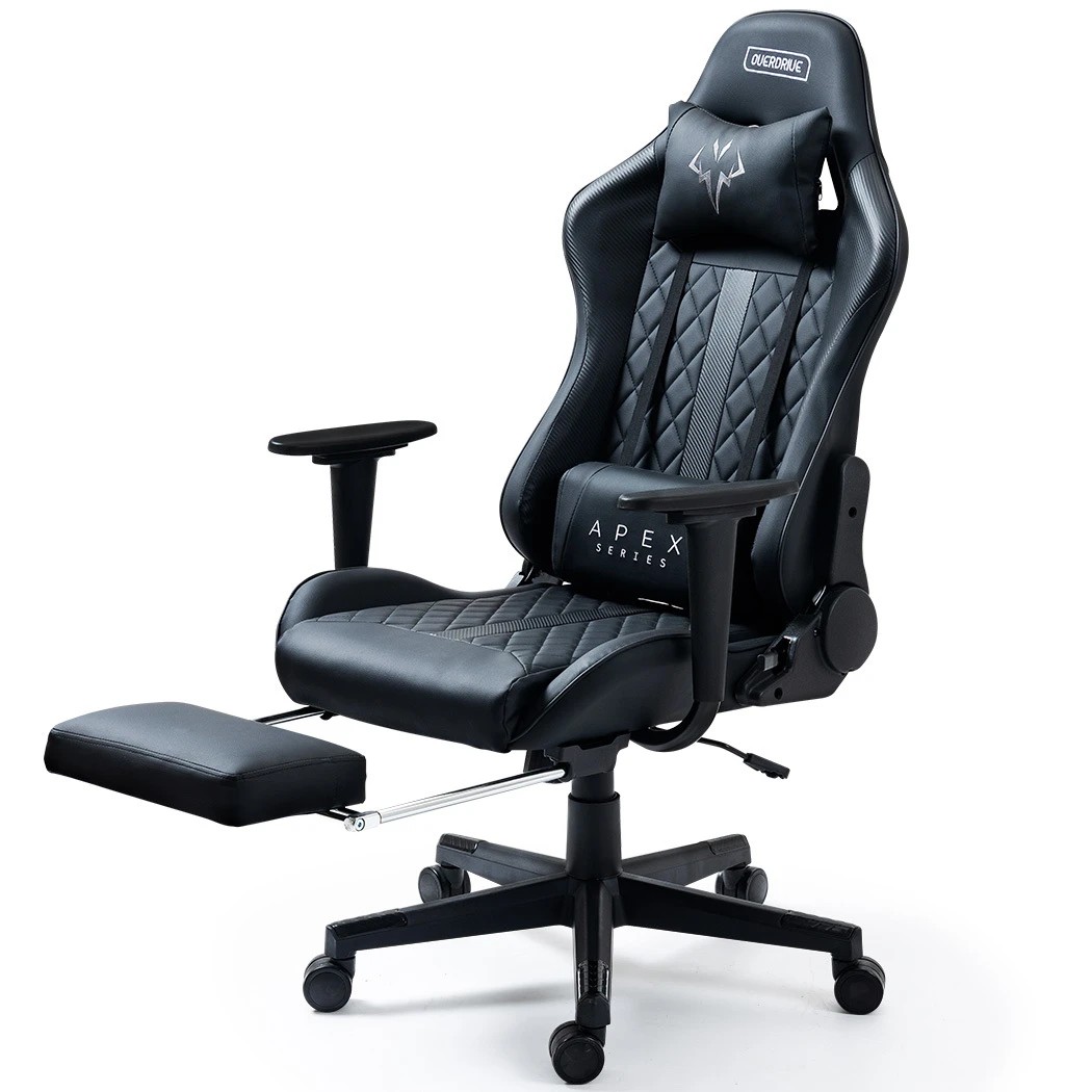 1 Overdrive Reclining Gaming Ergonomic Office Chair with Footrest - Black, 1 of 1