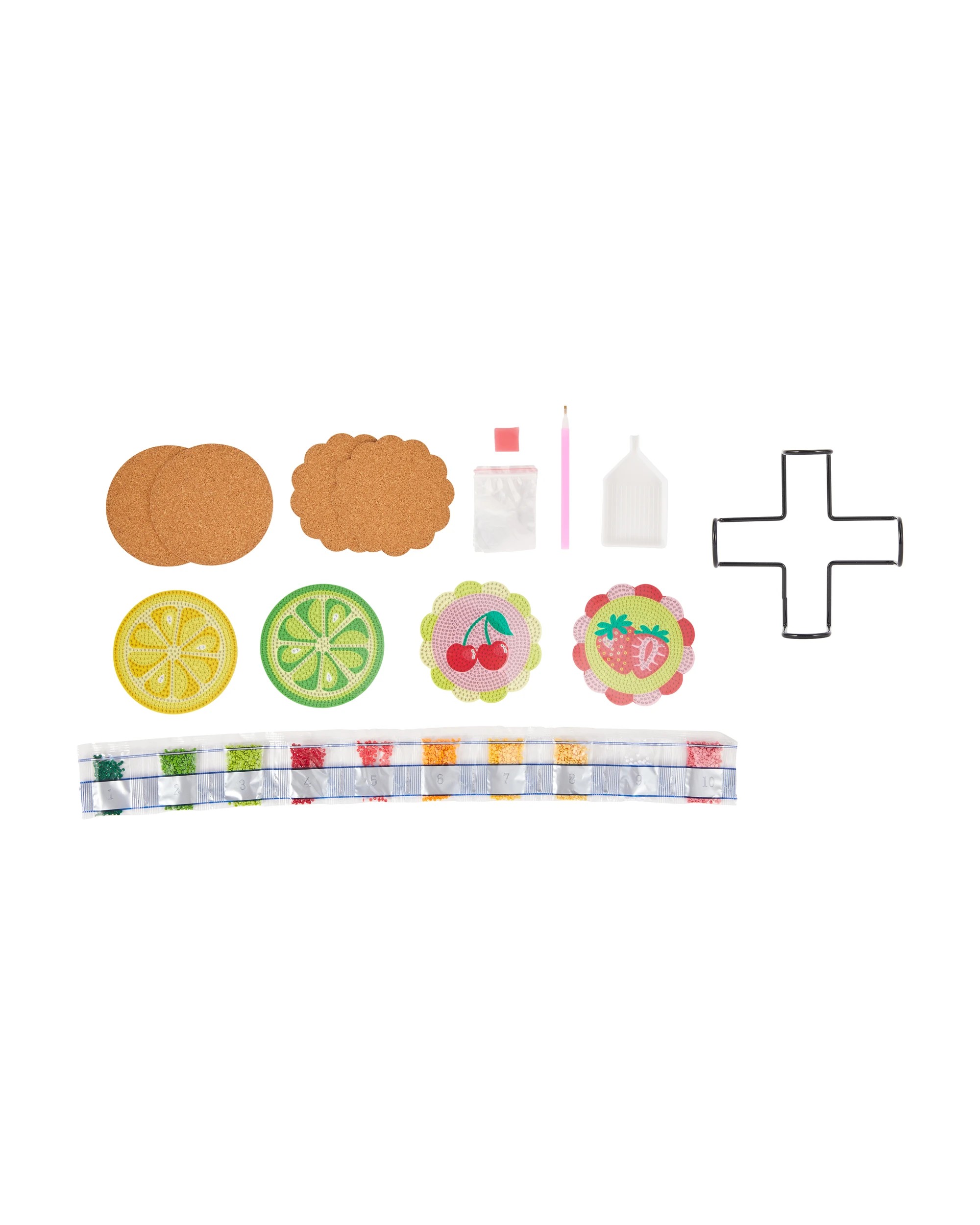 2 DIY Sparkle Gem Art Coaster Set - Fruit, 2 of 3