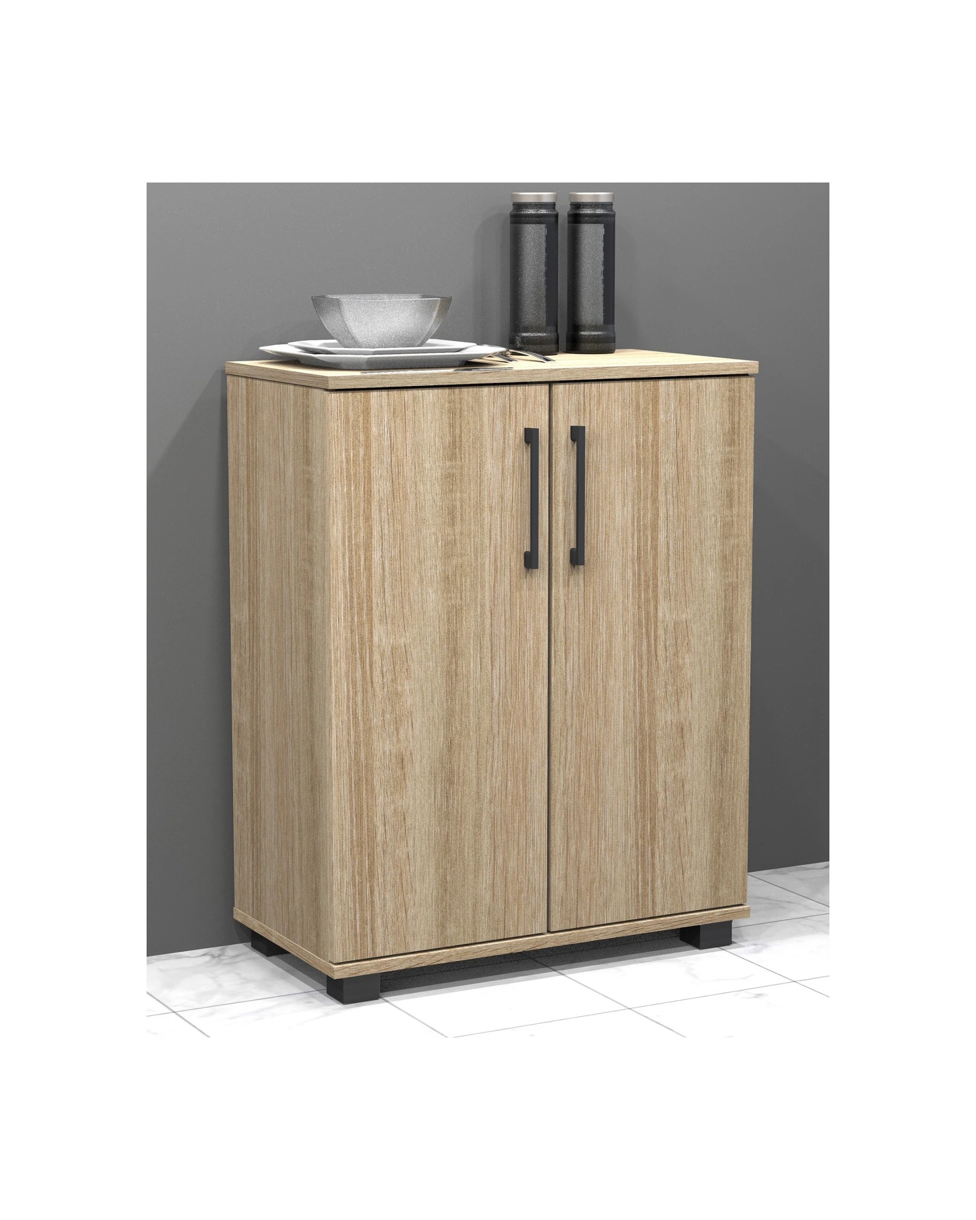 6 Alpine Bay Multi-Purpose Cupboard 2 Door Shelves Low Style Light Sonoma Oak - Beige, 6 of 7