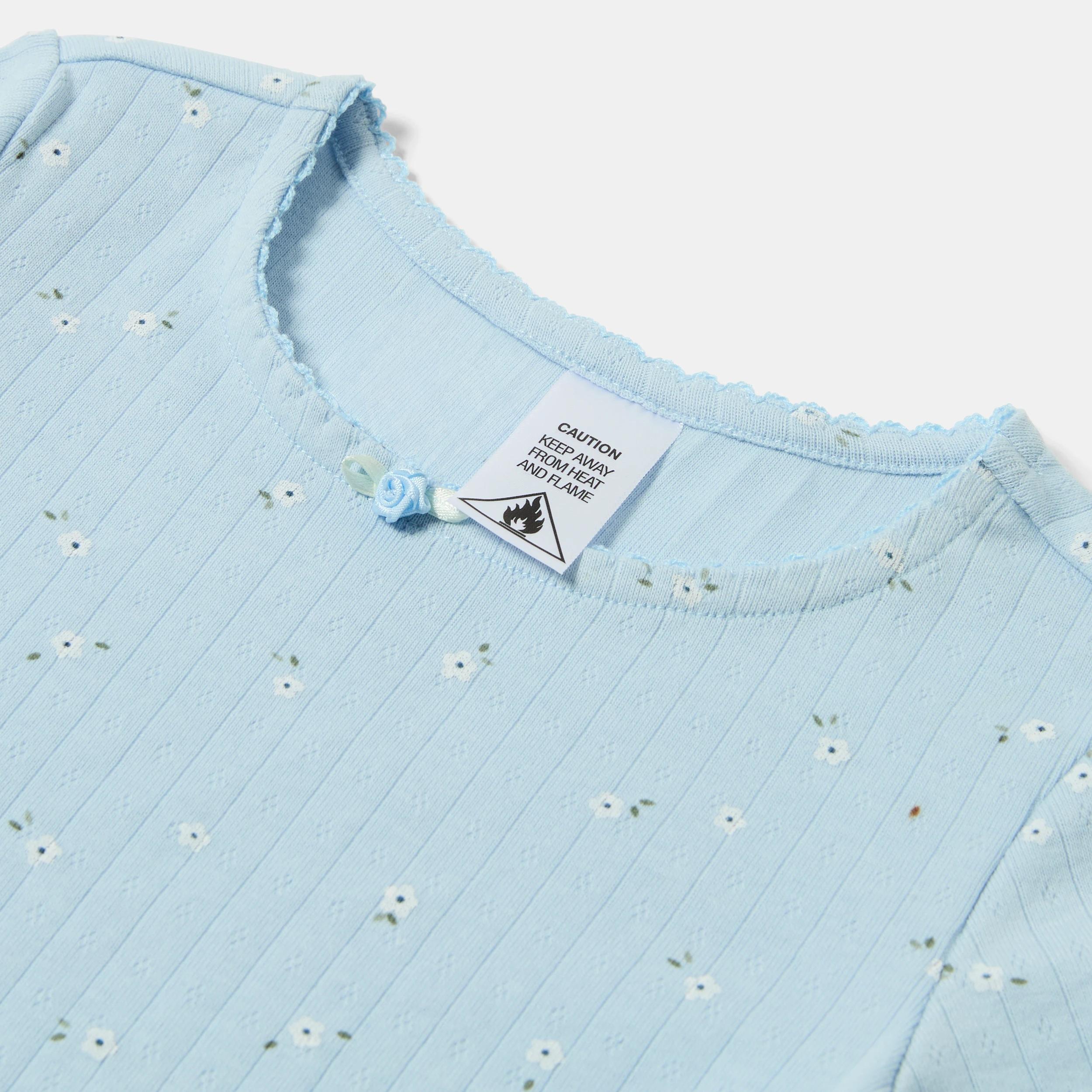 6 Pointelle Pyjama Set BLUE FLORAL, 6 of 7