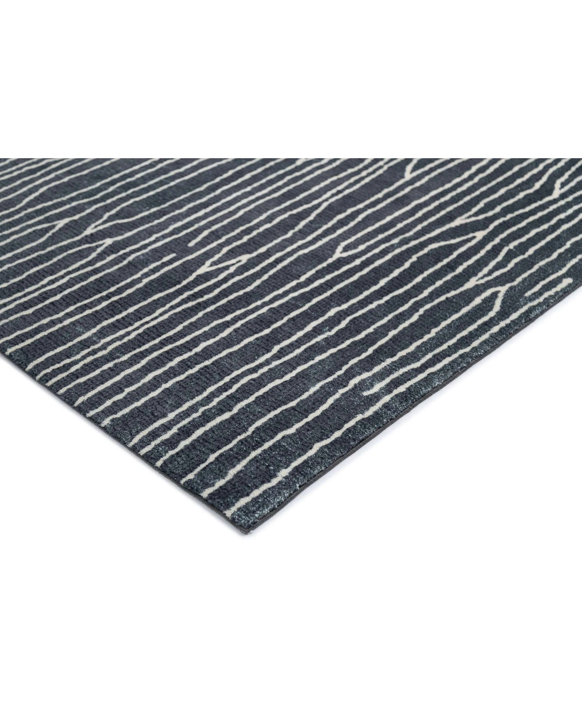 4 Loopsie Malha Stripe Washable Rug - Black, 4 of 7