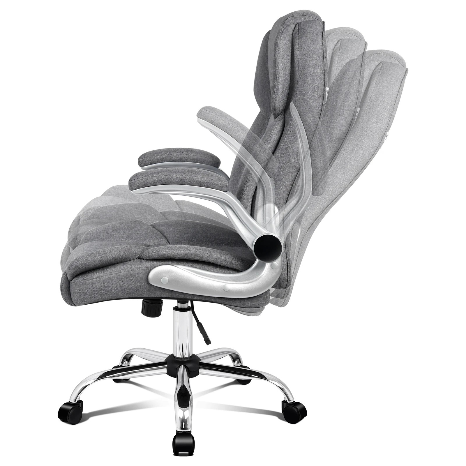 9 Alfordson Office Chair Executive Computer Gaming Racer Fabric Work Seat - Grey, 9 of 10