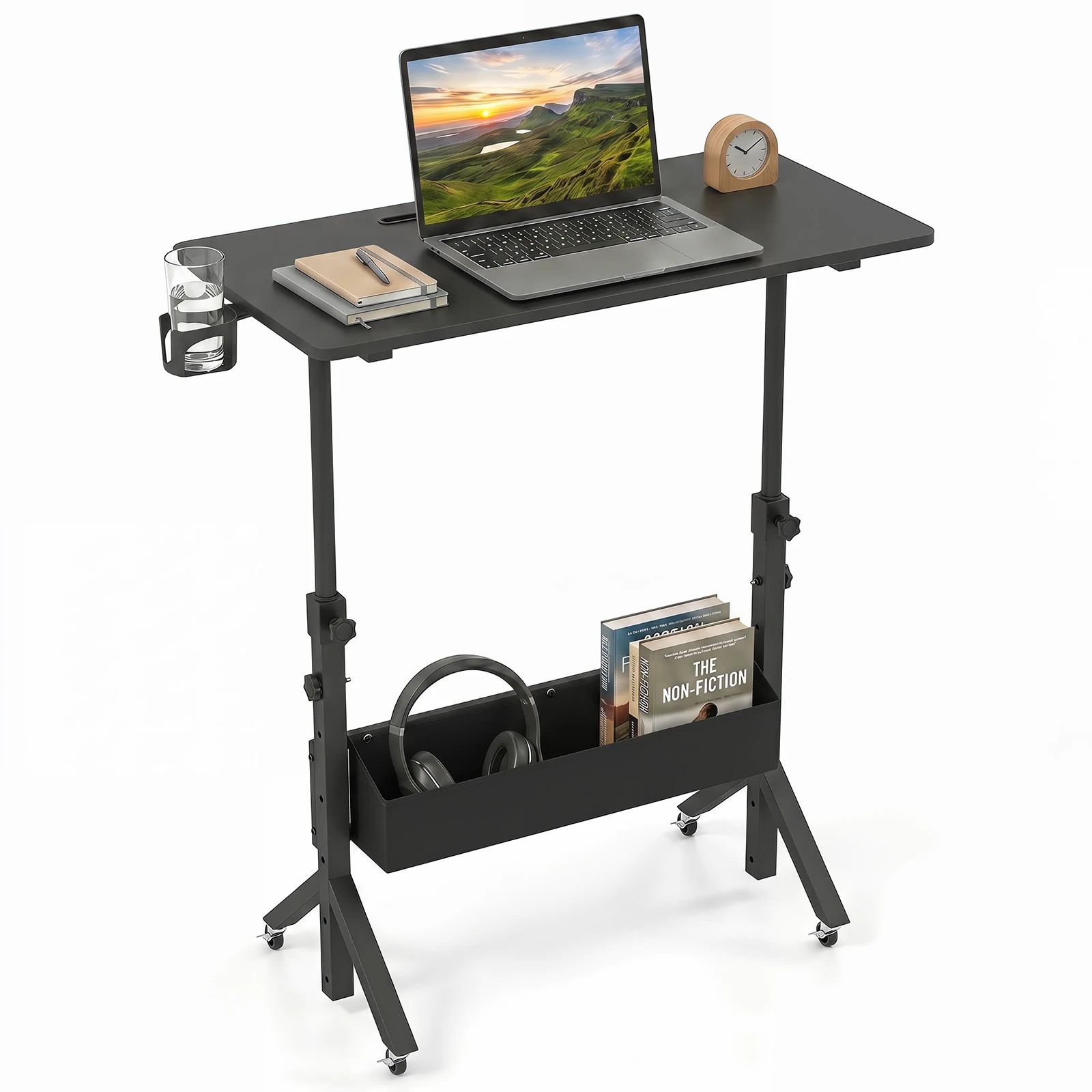4 Costway Mobile Standing Desk Height Adjustable Home Office Stand Up Desk - Black, 4 of 4